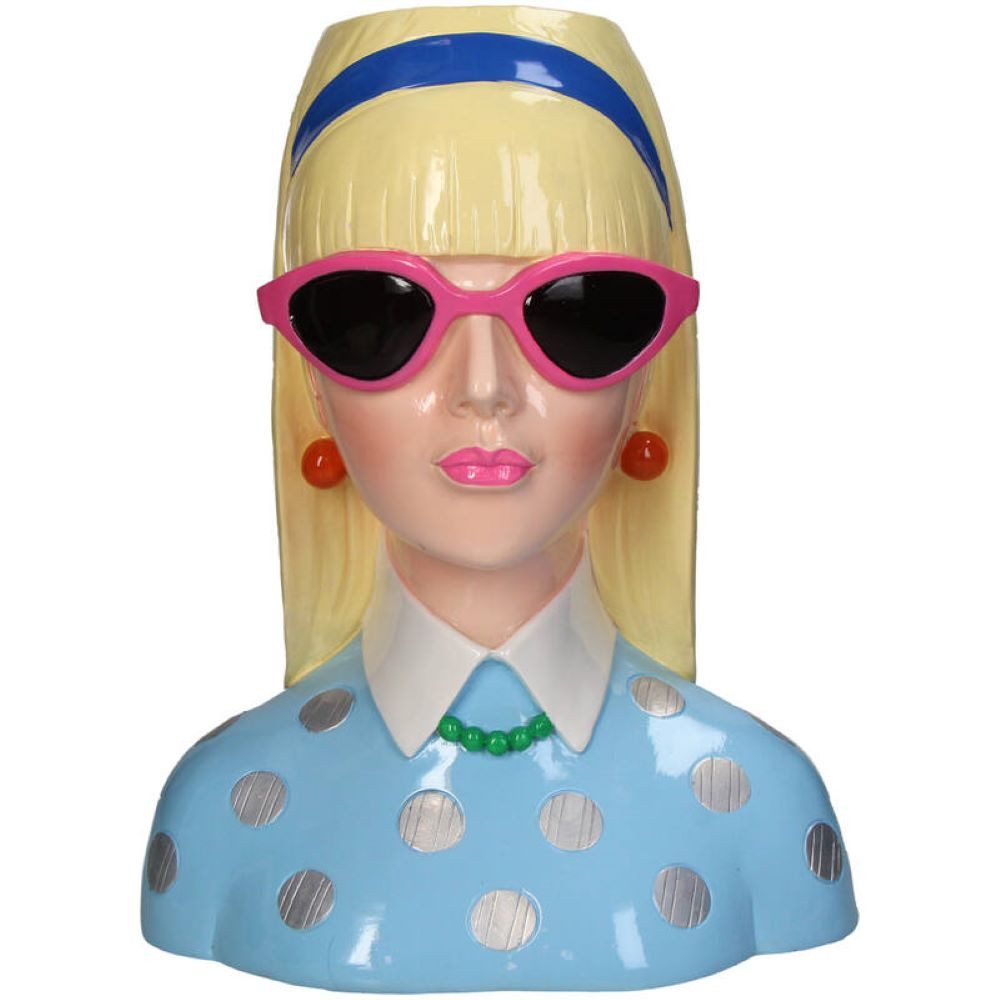 HD Collection Dekovase Vase Frauenkopf Mode Queen Vintage Bunt 29 cm, Extra Dekorativ