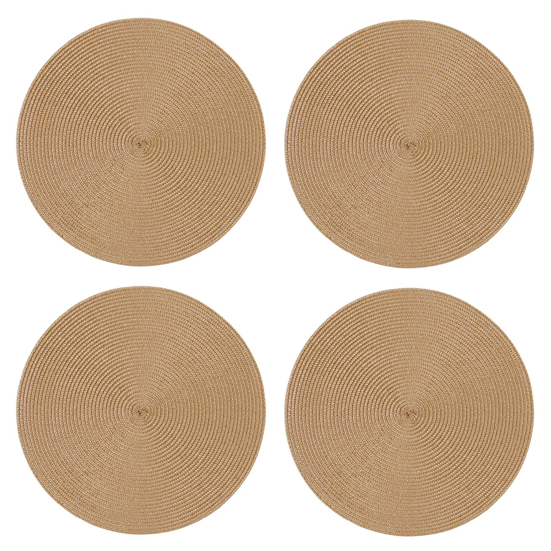 Haus und Deko Platzset Tischset 4er Set rund 35 cm Ø Platzset abwaschbar Platzdeckchen gefloc, (4-St)