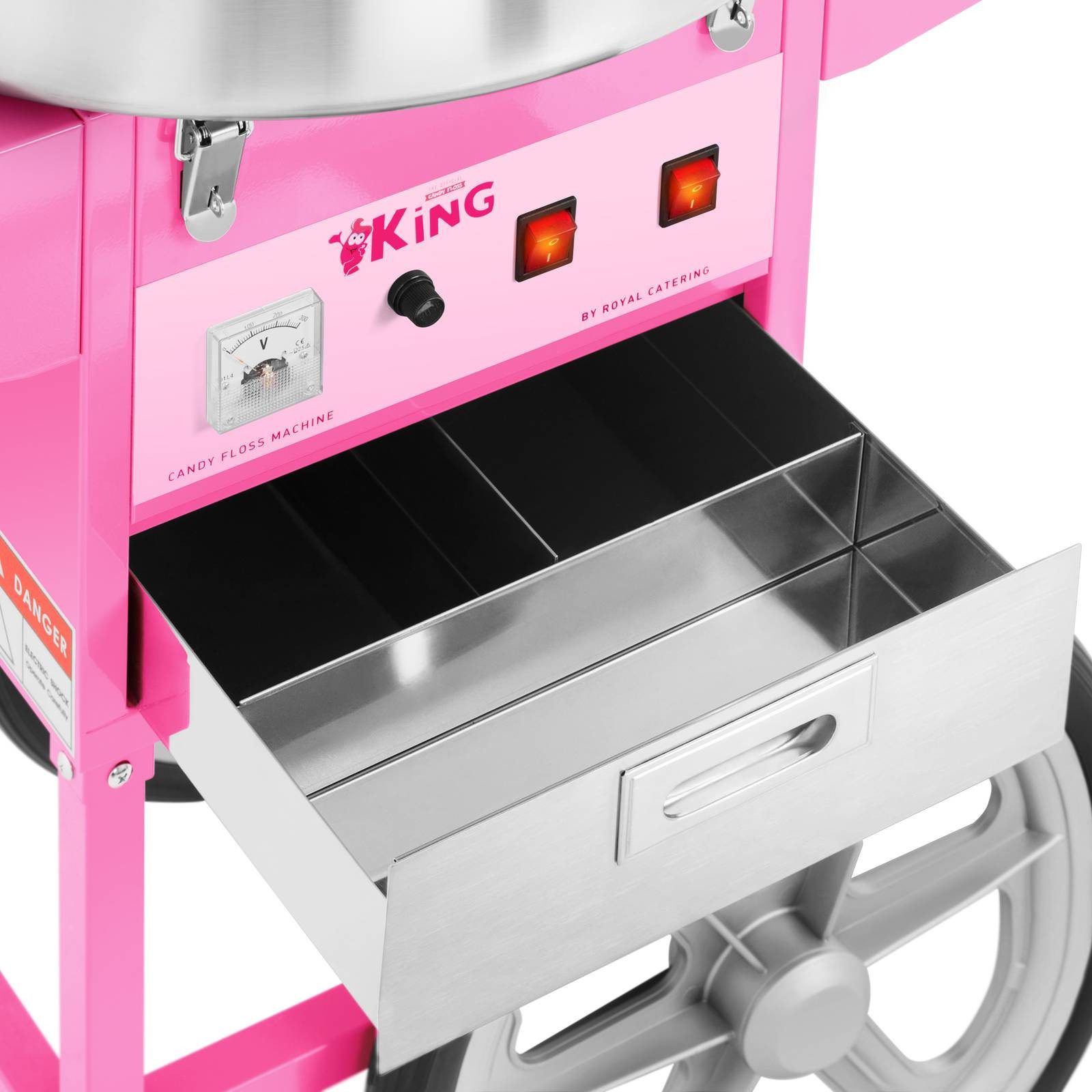Royal Catering Zuckerwattemaschine Zuckerwattegerät mit Wagen 52 cm rosa, verschiedene Größen