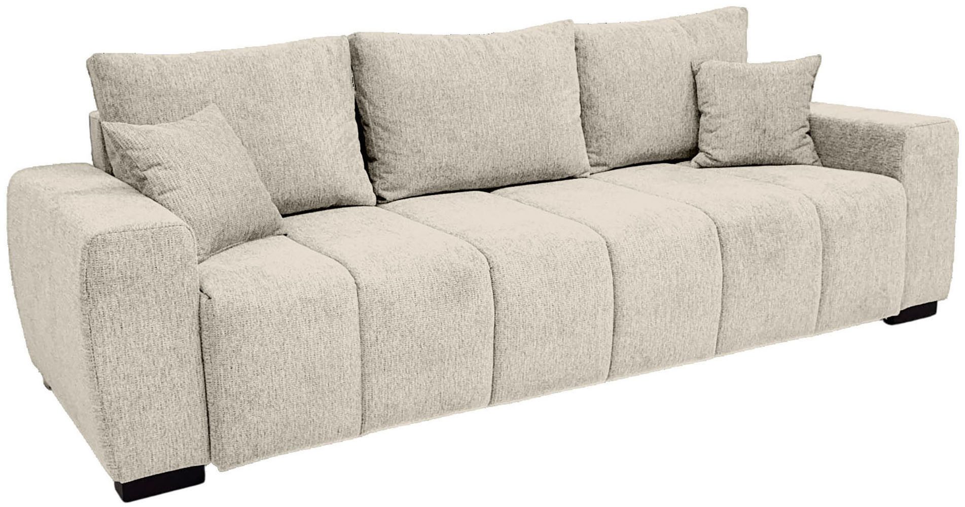 Home affaire Schlafsofa Bello, B: 239 cm, Liegefl. 142x194 cm, Bettfunktion, Bettkasten & 2 Zierkissen, Federkern
