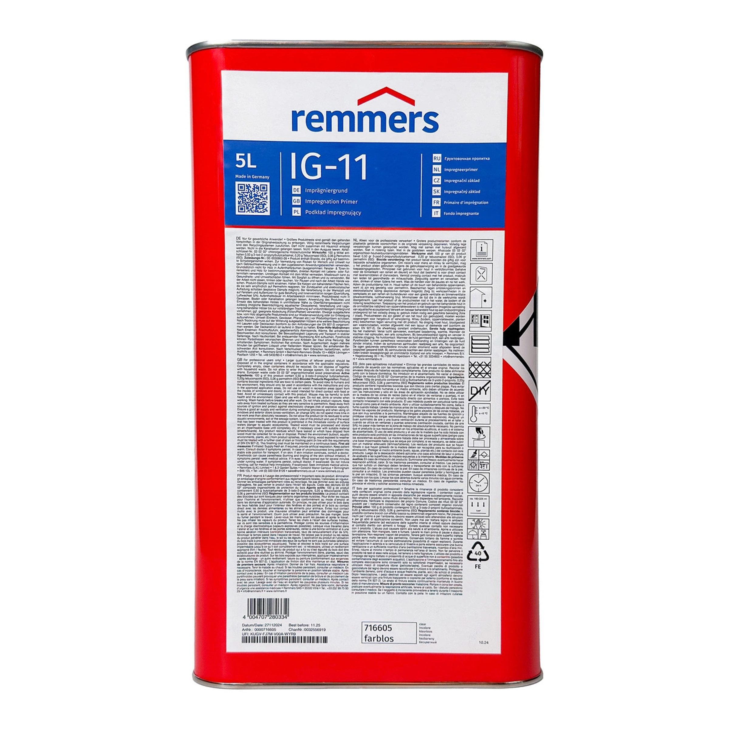 Remmers Lack Remmers IG-11-Imprägniergrund 5 L Holzschutz-Grundierung außen