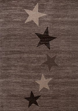 Kinderteppich Teppich Modern Design Braun Beige Kurzflor Sternenmuster, Vimoda, Rechteckig
