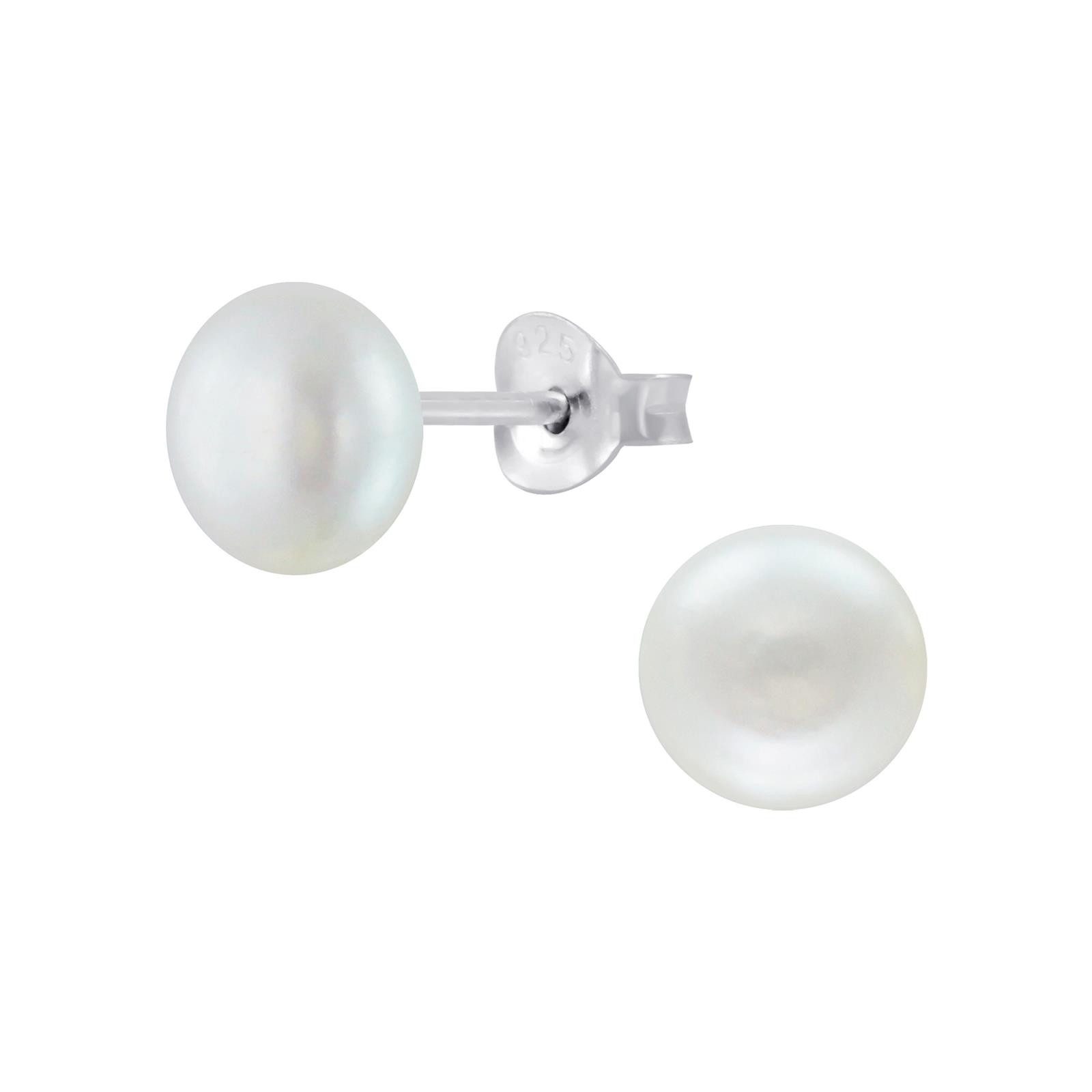 Monkimau Ohrring-Set 6mm Perlen Ohrringe 925 Silber, Hypoallergen