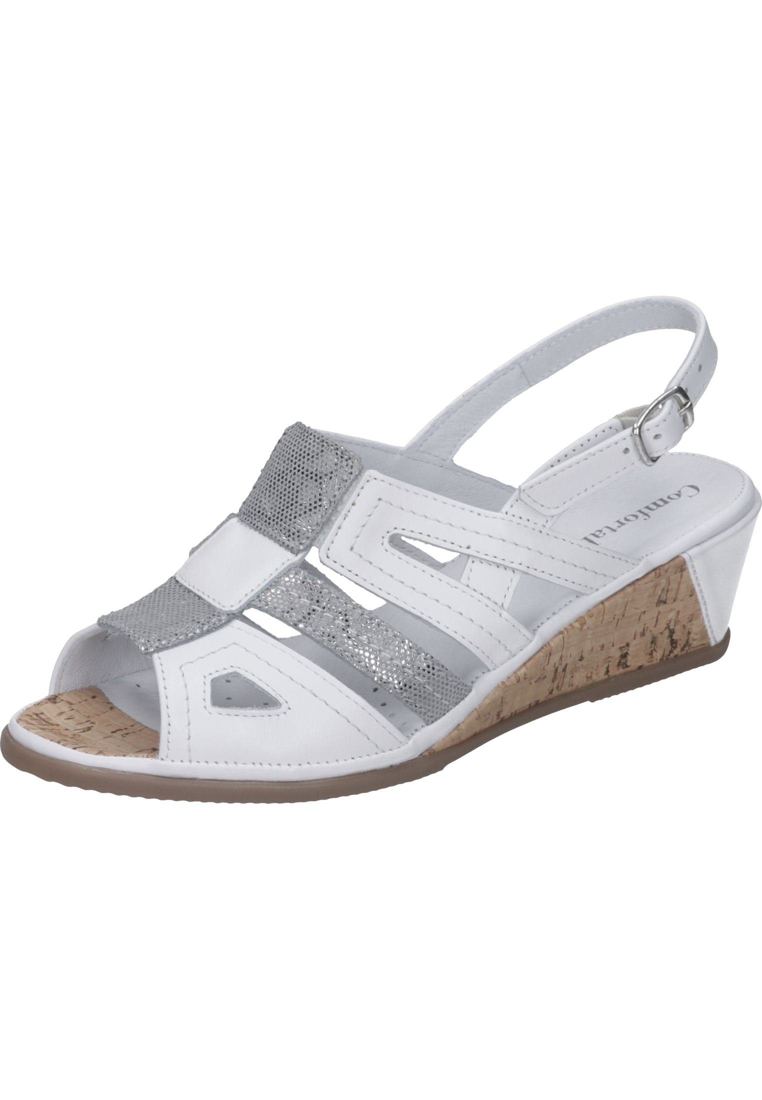 Comfortabel Sandalen Keilsandalette mit Gummizug weiß | Sandaletten