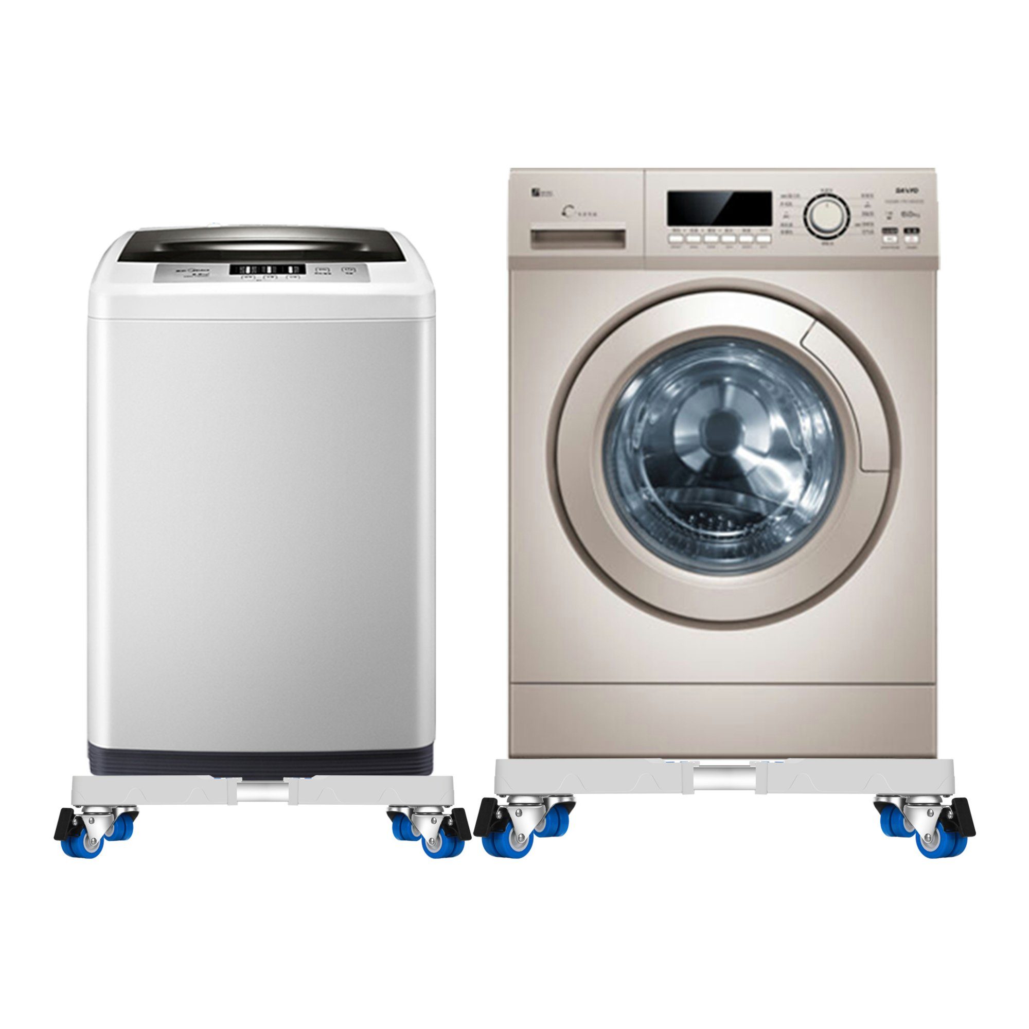 »Zaberfeld« 4 Rollen Edelstahl Waschmaschinen-Sockel en.casa Waschmaschinenuntergestell, Weiß 300kg max.