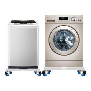 en.casa Waschmaschinenuntergestell, »Zaberfeld« Waschmaschinen-Sockel 4 Rollen max. 300kg Edelstahl Weiß