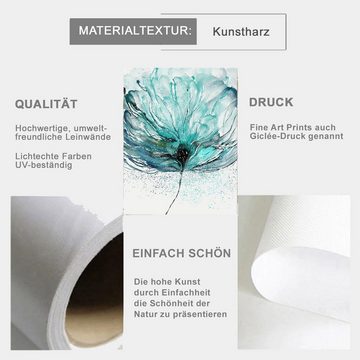 TPFLiving Kunstdruck (OHNE RAHMEN) Poster - Leinwand - Wandbild, Abstrakte Formen und Linien - (Motive in verschiedenen Größen - auch im 3-er Set erhältlich), Farben: Grau, Blau, Türkis, Beige, Gold - Größe: 15x20cm