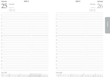 ADINA Stehsammler 2025 ADINA Buchkalender Chefplaner A5 silber-metallic 1 Tag 1 Seite