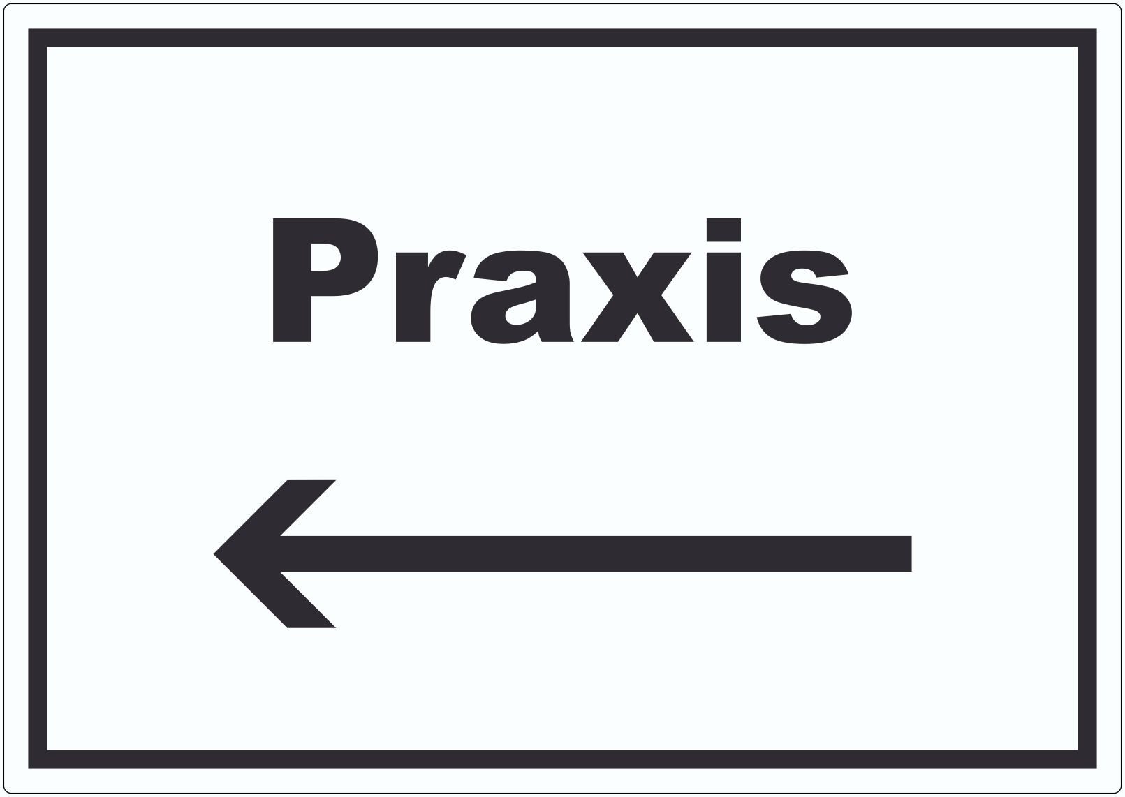 HB-Druck Aufkleber Praxis Aufkleber mit Text und Richtungspfeil links Arzt Gesundheit, wetterfest, UV-beständig, kratzfest