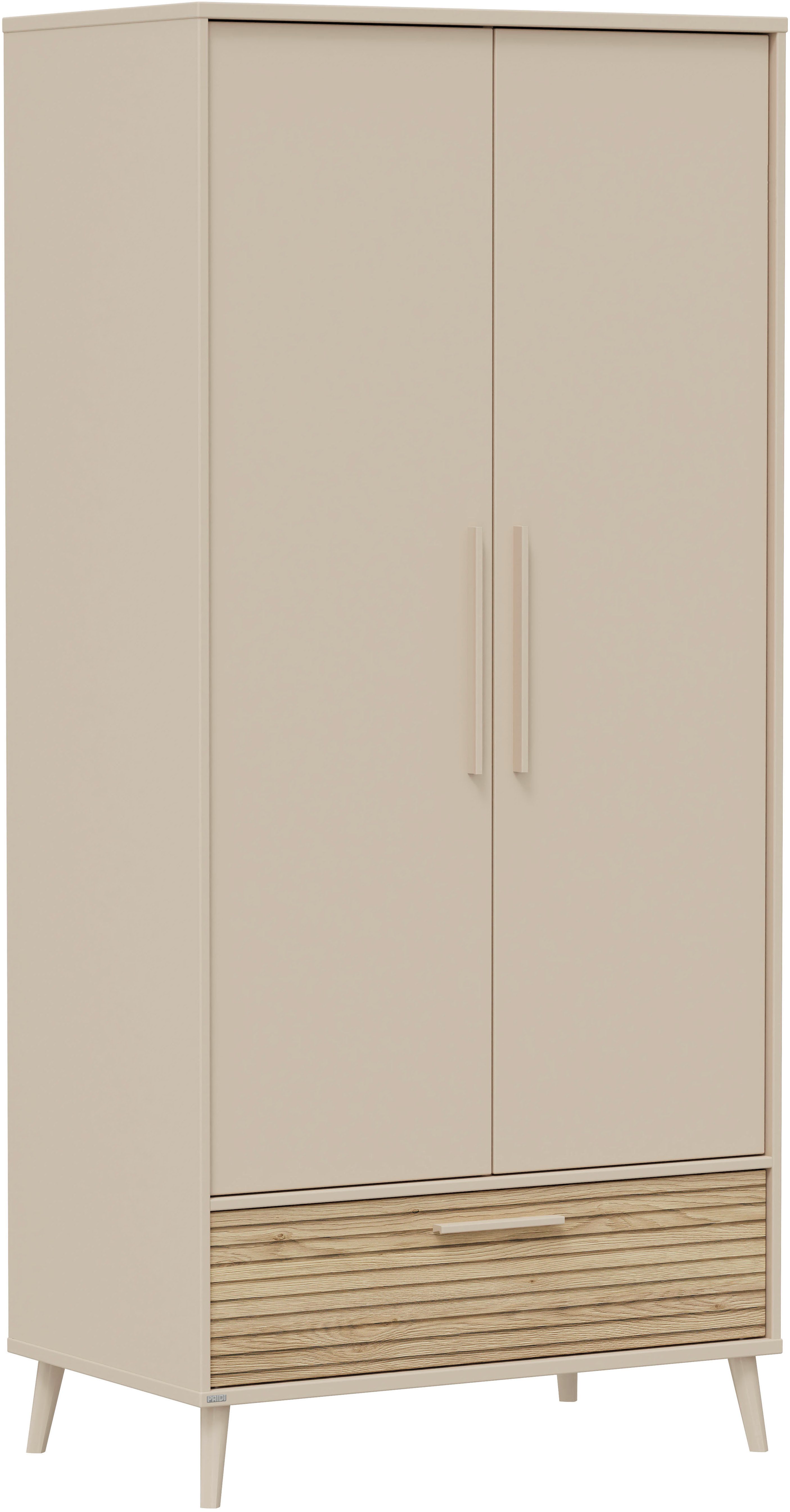 PAIDI Kleiderschrank EEFJE in Beige mit Schublade und Türen, verschiedene Ausführungen (B/H/T ca. 95-123/139-204/41-57cm, mit 2 oder 3 Türen + Tiny-Variante) stabiler Drehtürenschrank aus Holz, mit Soft-Close-Funktion