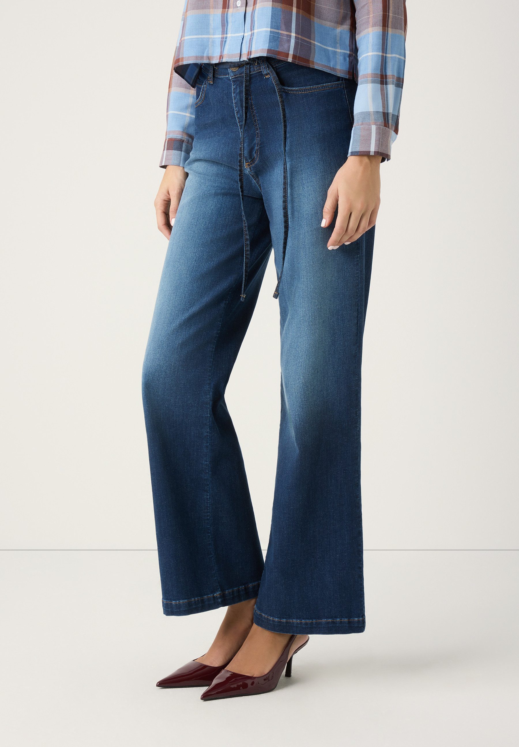 MORE&MORE Stretch-Jeans weite Jeans mit Tunnelzug