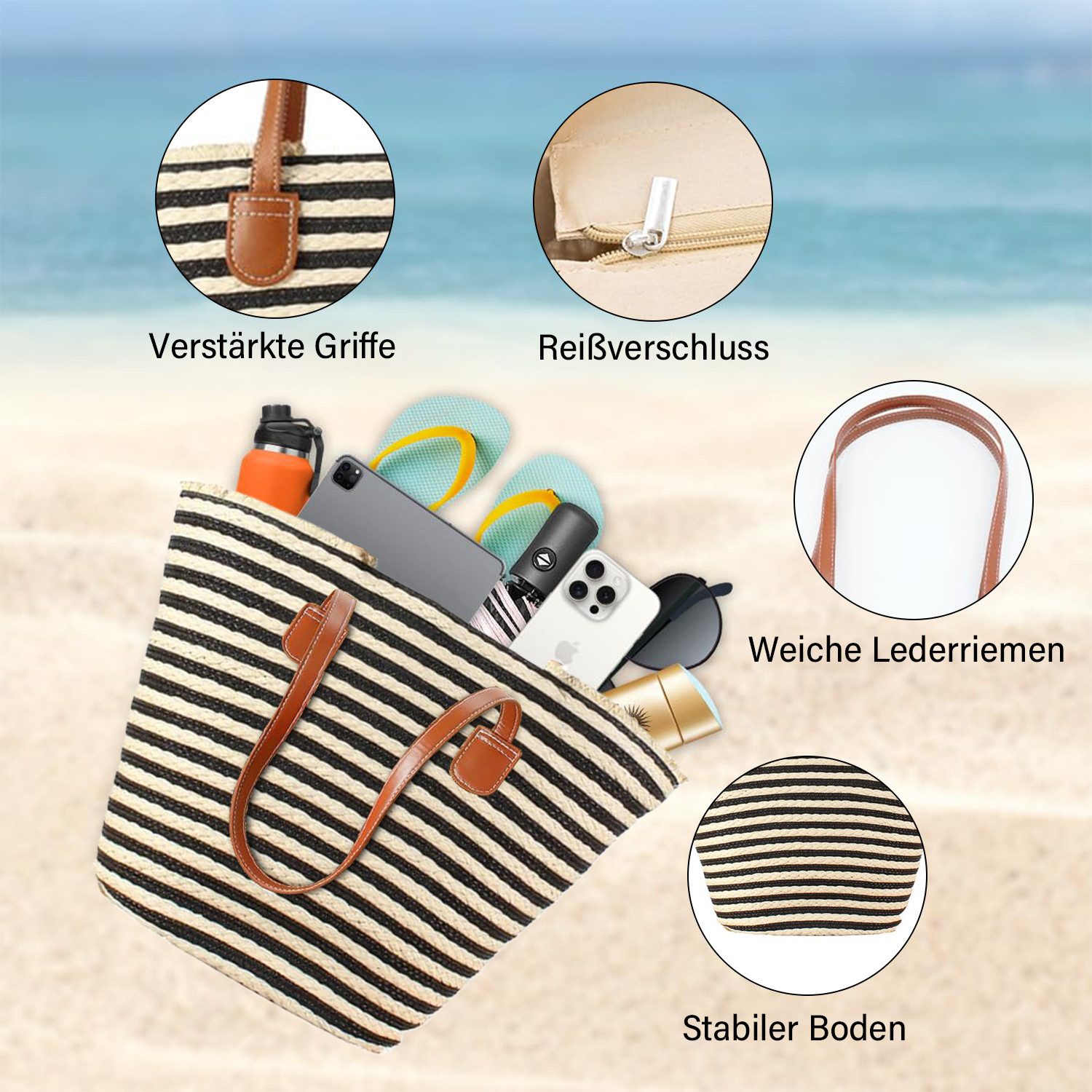 RWEUOQ XL-Strandtasche Strohsack für Damen mit günstig online kaufen