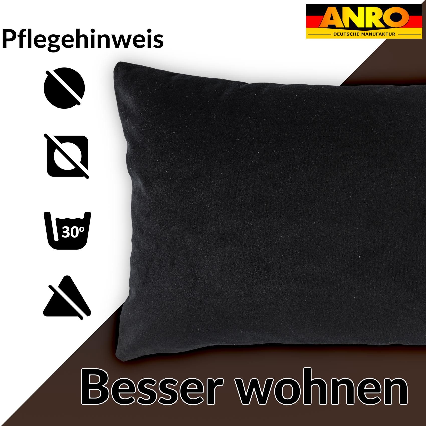 ANRO Dekokissen Kissenhülle MIT oder OHNE Füllung Kissenbezug Zierkissen, Kissenhülle in 30x50cm ohne Füllung Schwarz – Bild 5 von 5