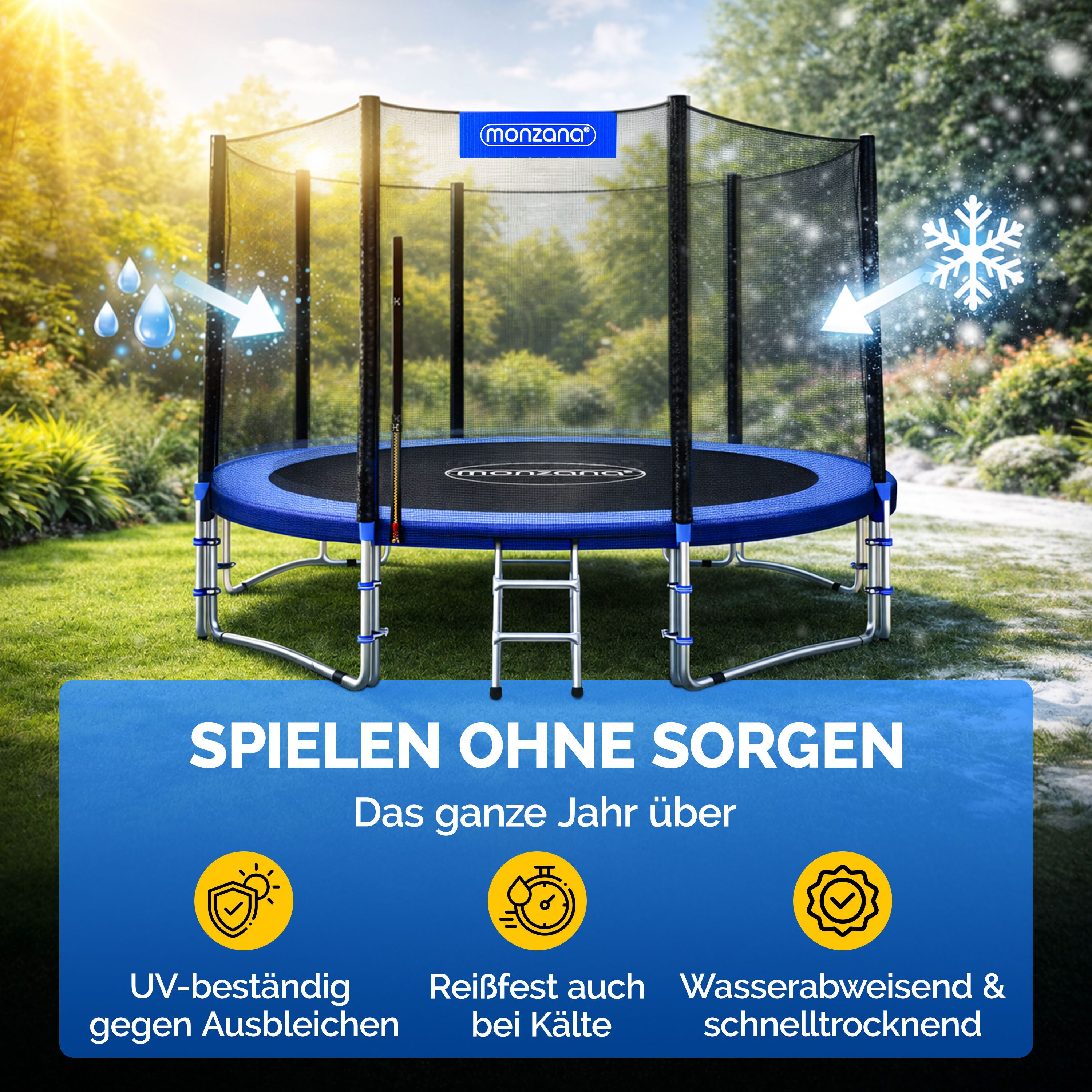 monzana Trampolinnetz Ø 305cm Trampolin, Netz Sicherheitsnetz Trampolin Ø 305 inkl. Karabinerhaken