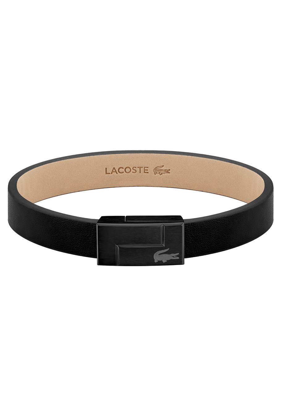 Lacoste Armband Schmuck Edelstahl schwarz Hoodie, Jeans, Jacke, mit Sneaker! Shirt, Lacoste LACOSTE Armschmuck - TRAVELER, Lederarmband zu Krokodil Polo