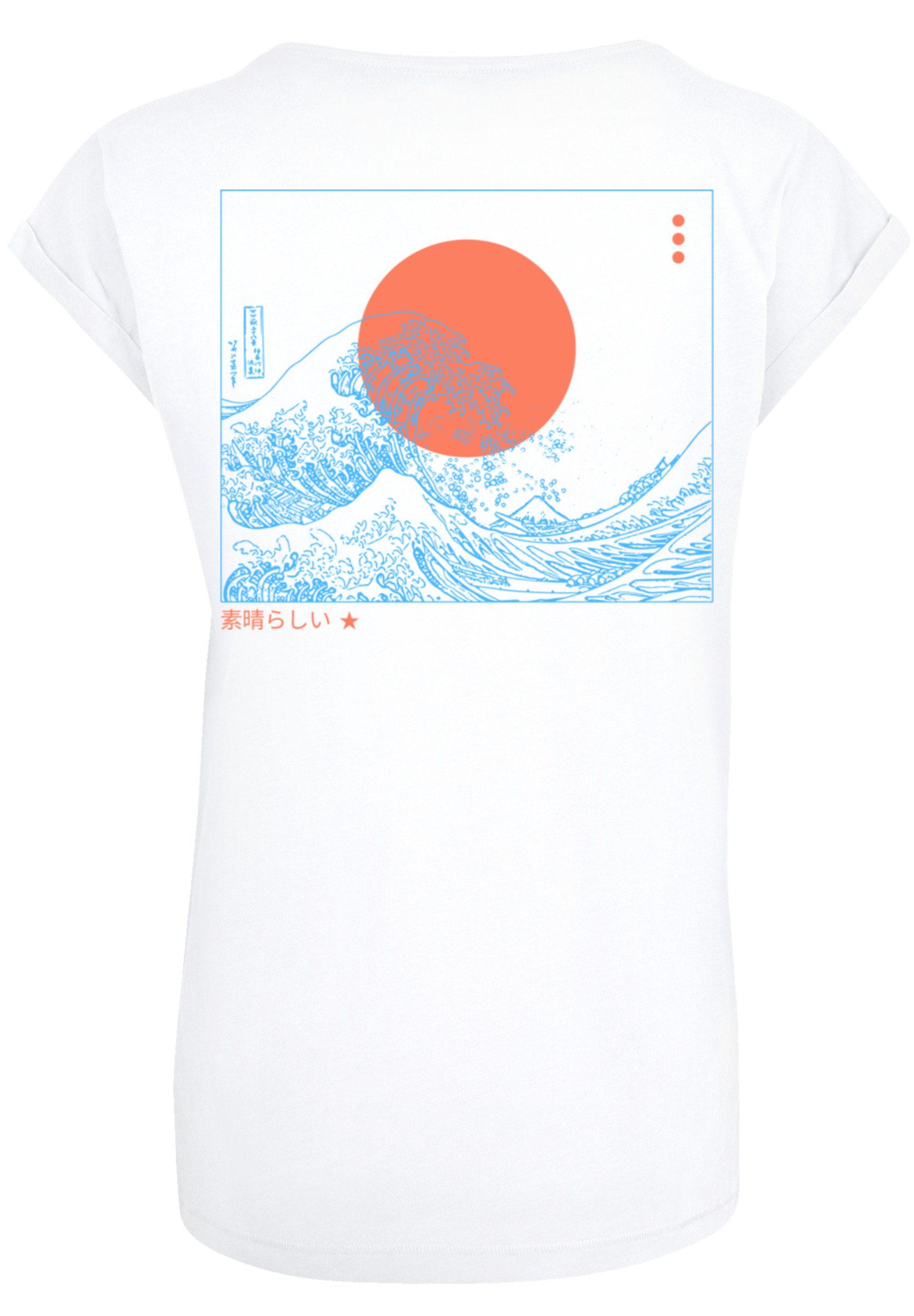 F4NT4STIC T-Shirt PLUS SIZE Kanagawa Welle Print, Das Model ist 170 cm und  trägt Größe M