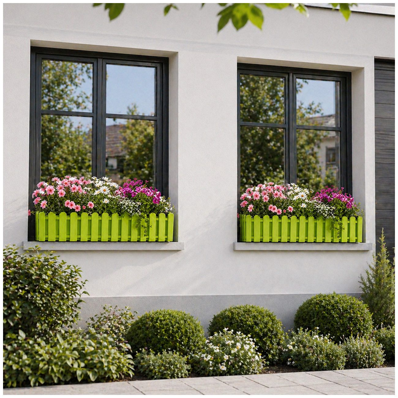HTI-Living Blumenkasten mit Wasserspeicher Nessa 75 cm Grün (Stück, 1 St., 1 Blumenkasten), inklusive Wasserstandsanzeige und Balkonhalterung