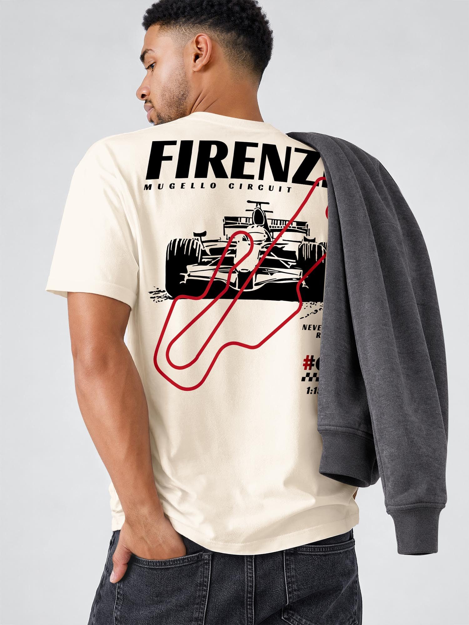 Neverless Oversize-Shirt Herren T-Shirt - Firenze Mugello - Oversized Relaxed Fit Sommer mit Print – Bild 5 von 5