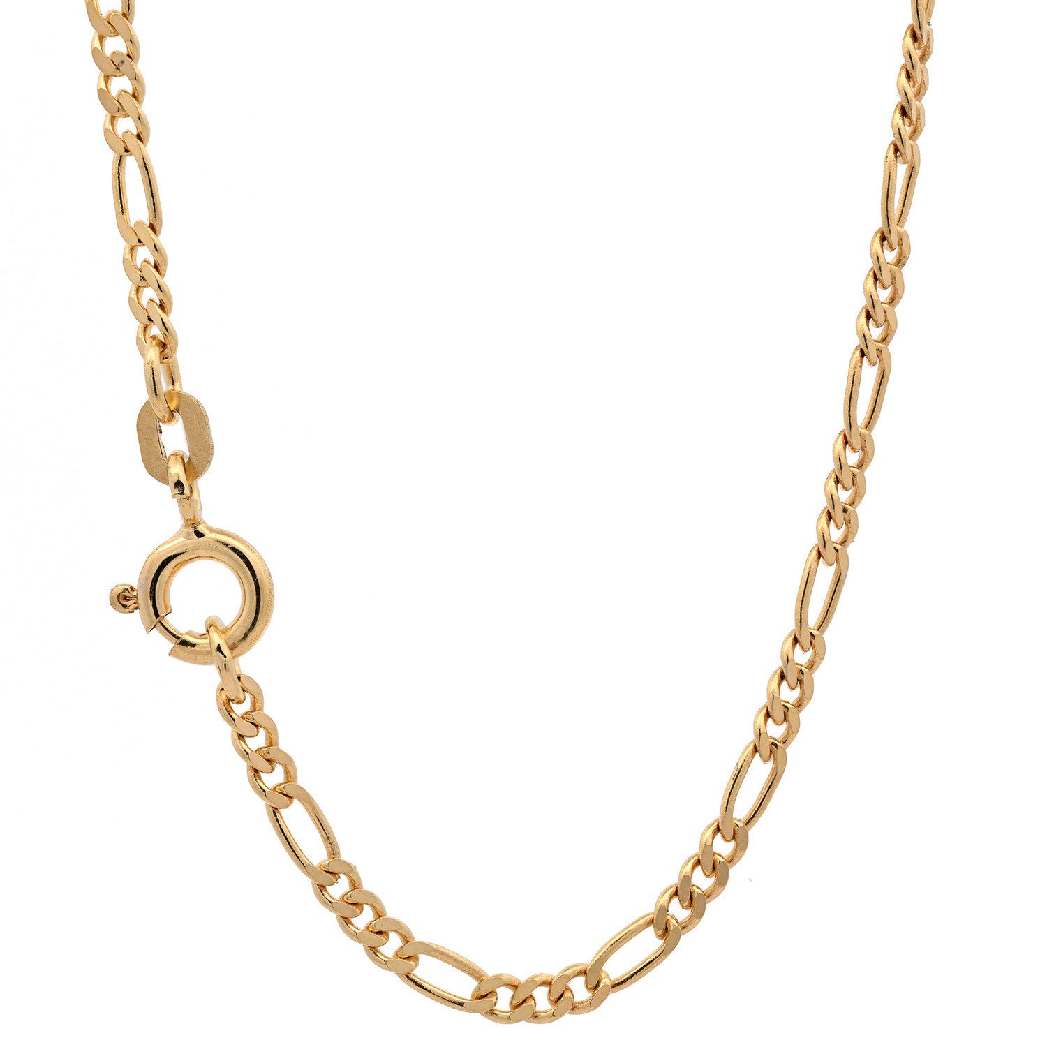 HOPLO Goldkette Goldkette Figarokette Halskette Breite 1,8 mm 42 cm 333 - 8 Karat Gold, Made in Germany
