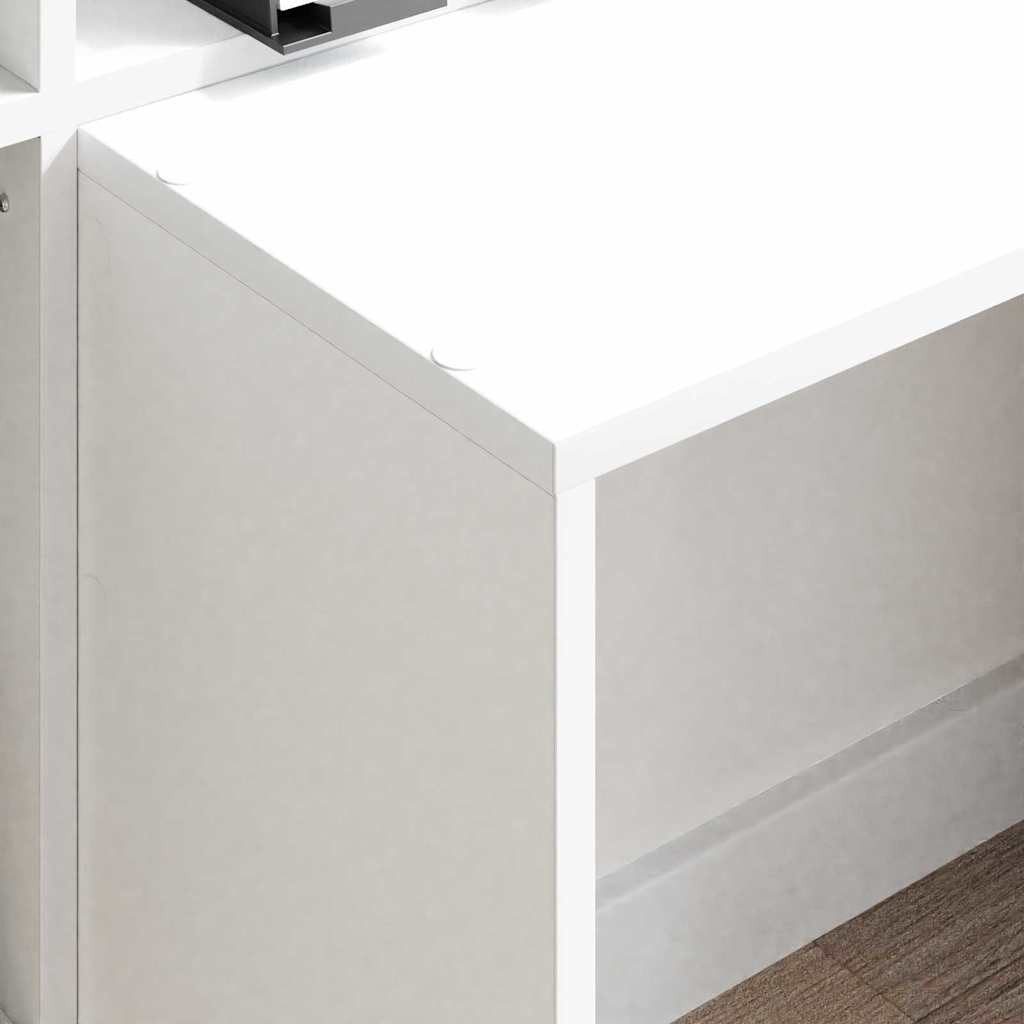 vidaXL Schreibtisch Schreibtisch mit Regal Weiß 138,5 x 55 x 143 cm Holzwerkstoff (1-St) – Bild 4 von 5
