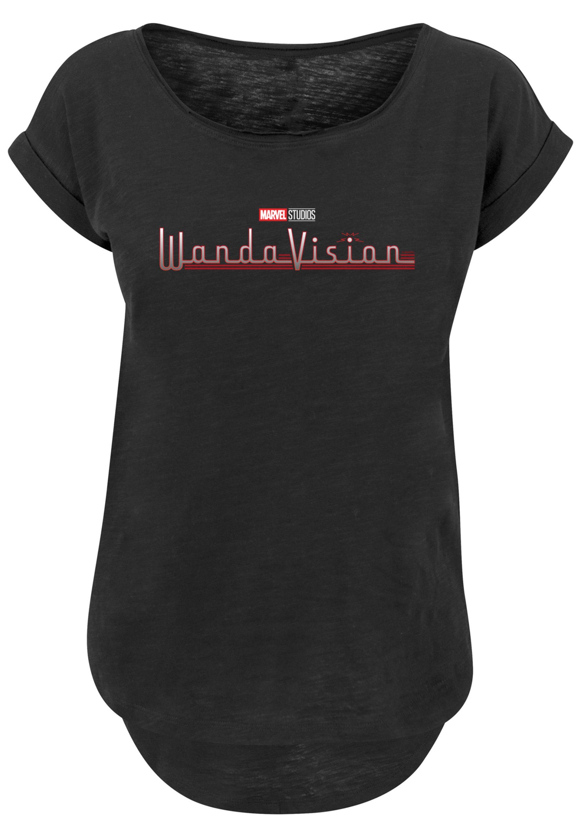 Ladies Baumwollmischung Kurzarmshirt Damen T-Shirt WandaVision Marvel Slub (1-tlg), Tee aus F4NT4STIC Logo with angenehmer Stylisches Long