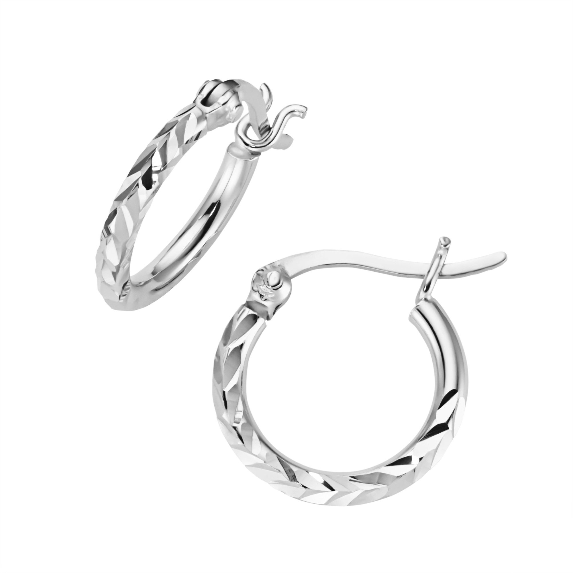 Paar Creolen Schmuck Geschenk Silber 925 Ohrschmuck Ohrringe diamantiert