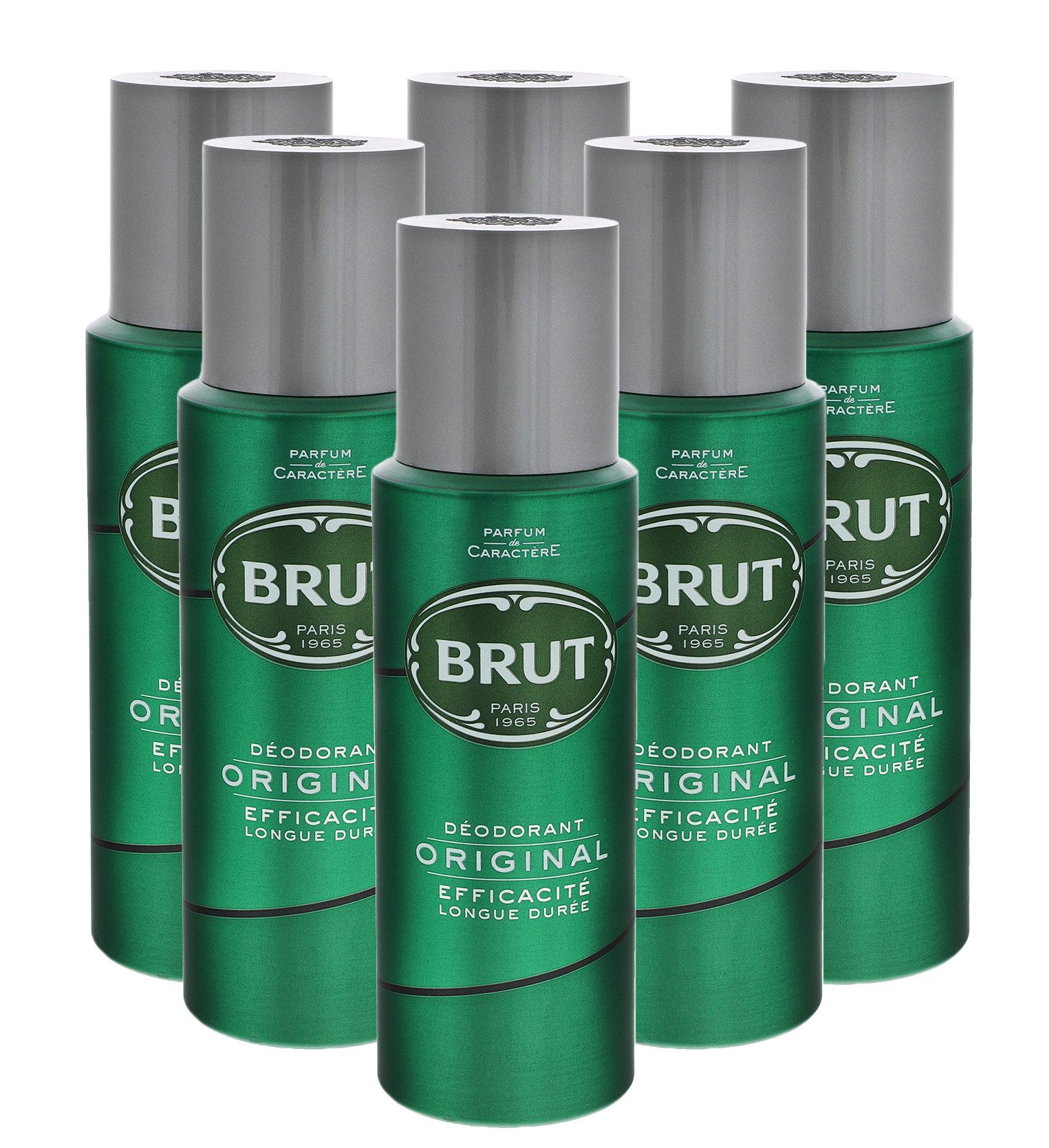 Bodyspray 6 x Brut Original Herren Deodorant je 200ml maskuliner Duft Deo for ma
