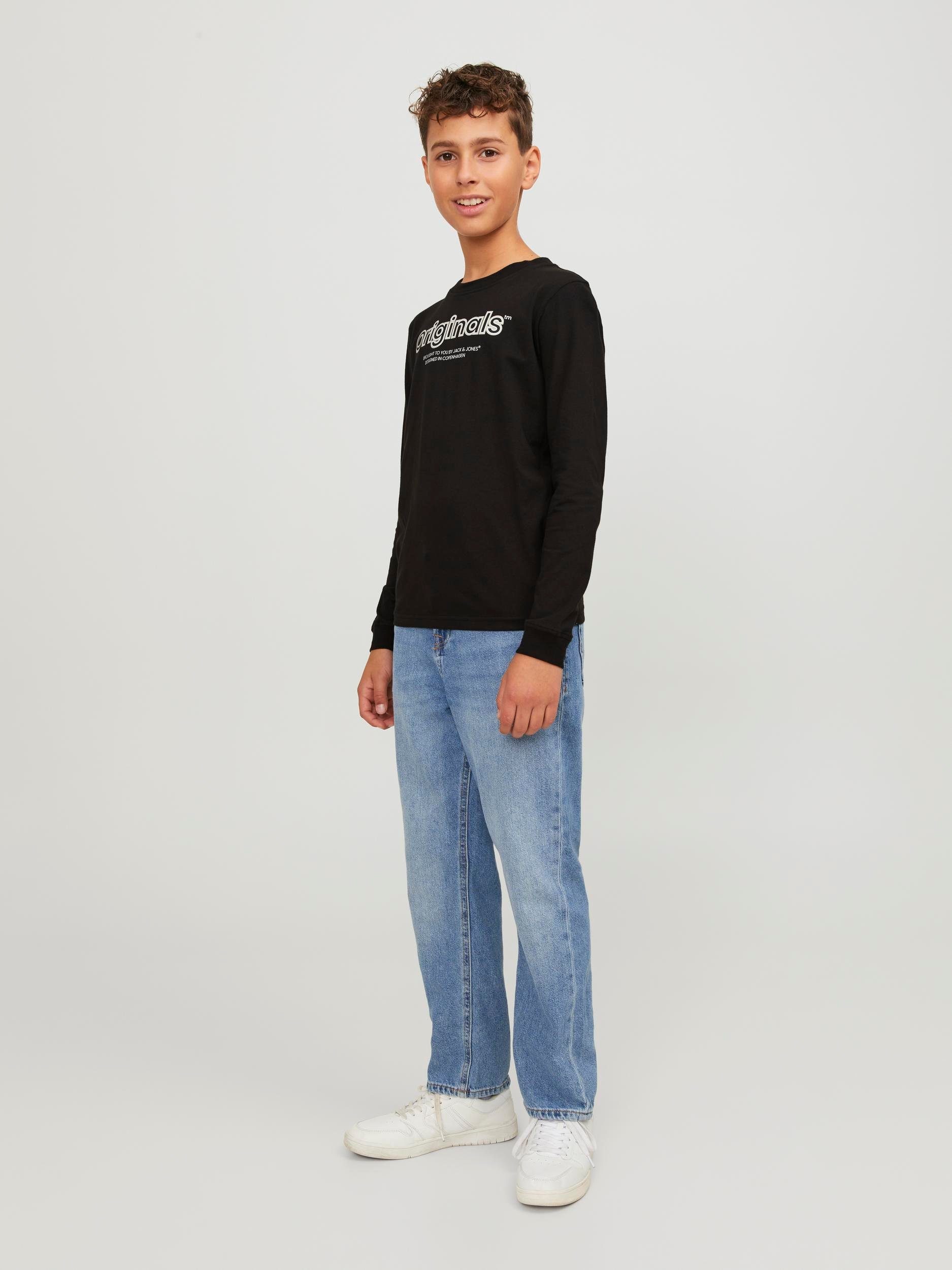 Jack & Jones JORLAKEWOOD LS Black BF Langarmshirt BRANDING Junior JNR TEE