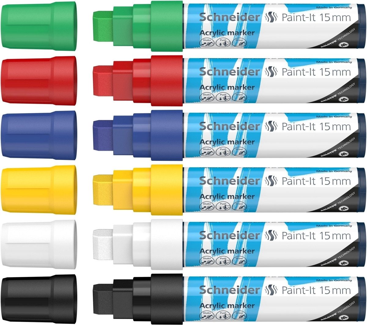 SCHNEIDER Permanentmarker Acrylmarker Paint-It 330 15mm VE=6 Farben (5 Stück)