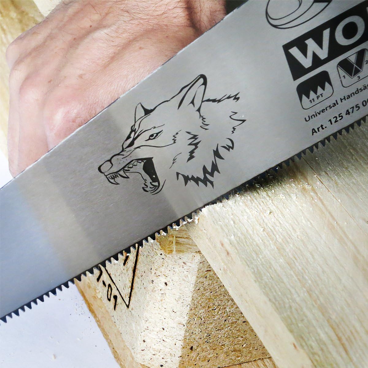 S&R Handsäge WOLFZAHN feine Handsäge 475 mm Länge – Säge für Holz, Kunststoff, Laminat (11 Zähne/Zoll) Aggressive 3D-Präzisionszahnung – Bild 3 von 5