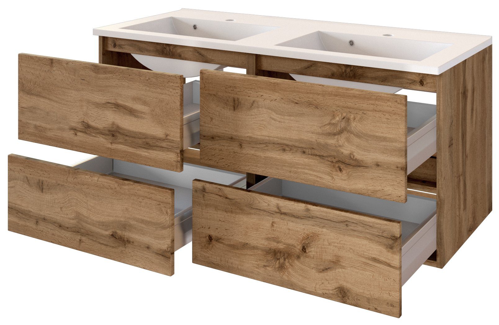 HELD MÖBEL Waschtisch-Set Waschtisch Baabe 120 cm Wotaneiche/Wotaneiche