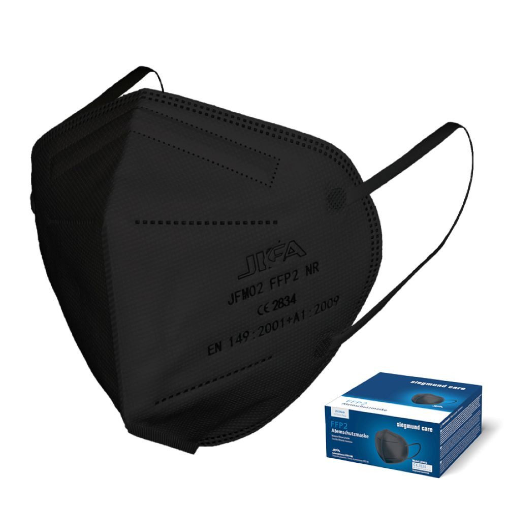 siegmund care Filtrierende Halbmasken FFP2 20x Atemschutzmaske schwarz, 20-St., MHD: 15.01.2028