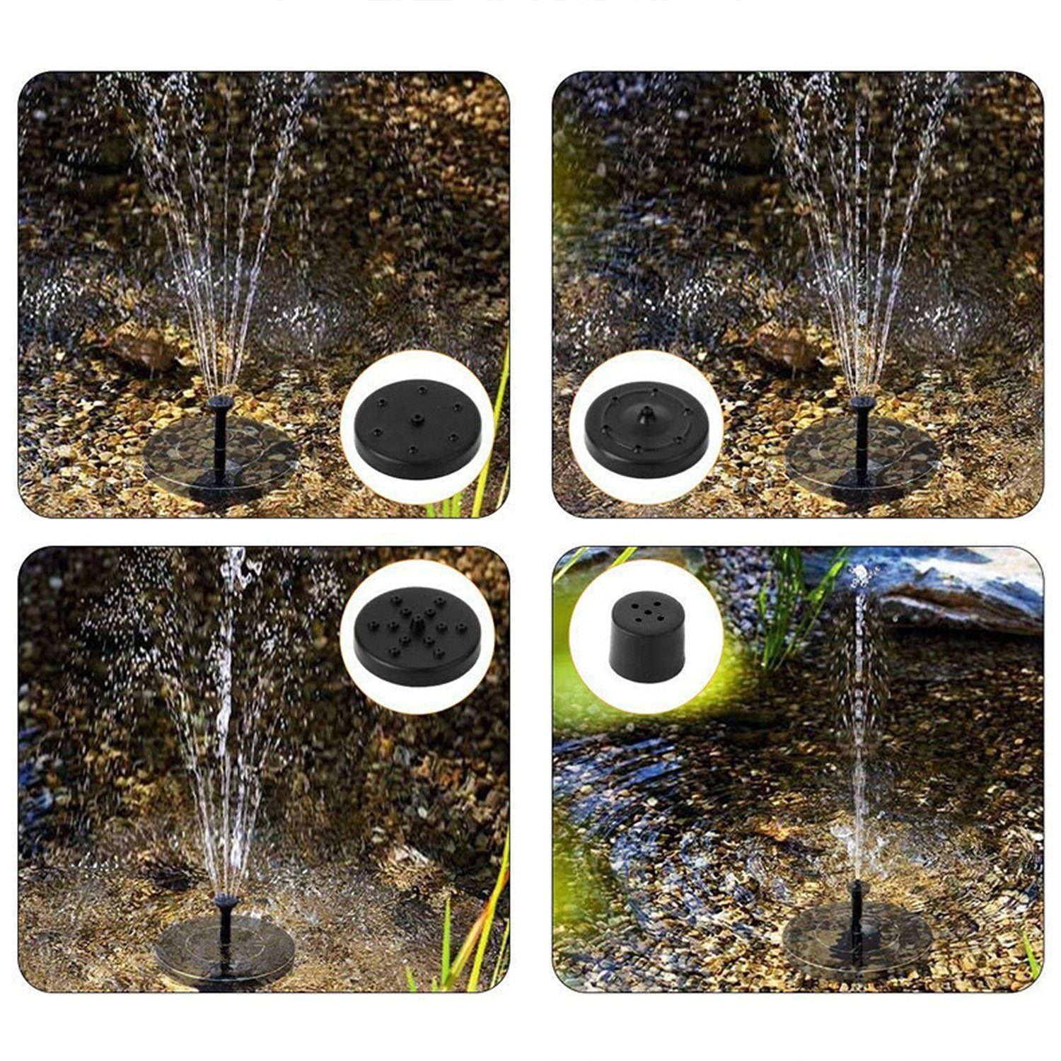 Gartenbrunnen, Wasserpumpe, 6 Teichpumpe, Vicbuy Solar Springbrunnen, Düsen