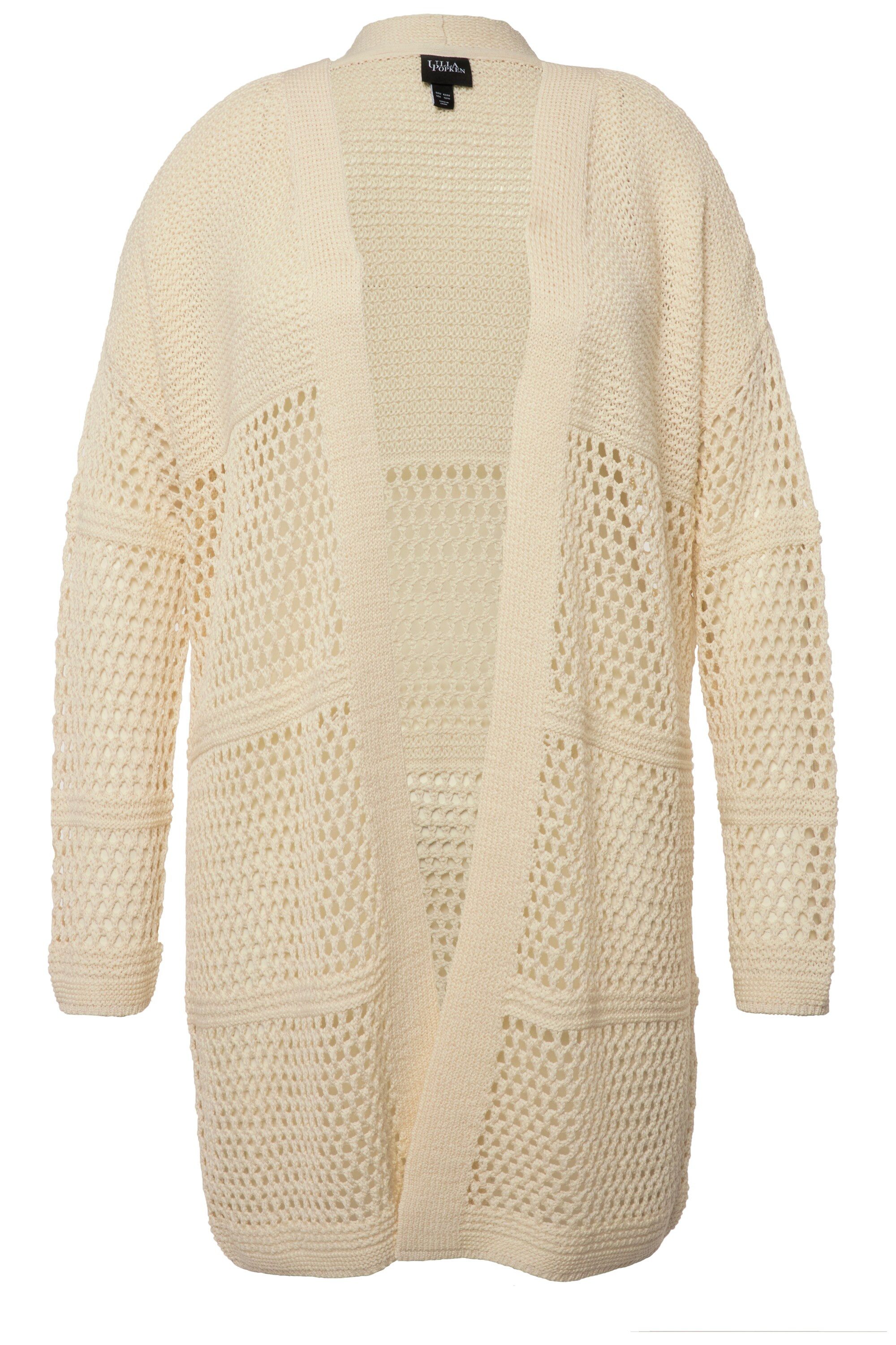 Ulla Popken Strickjacke Long-Häkeljacke Lochmuster Oversized günstig online kaufen