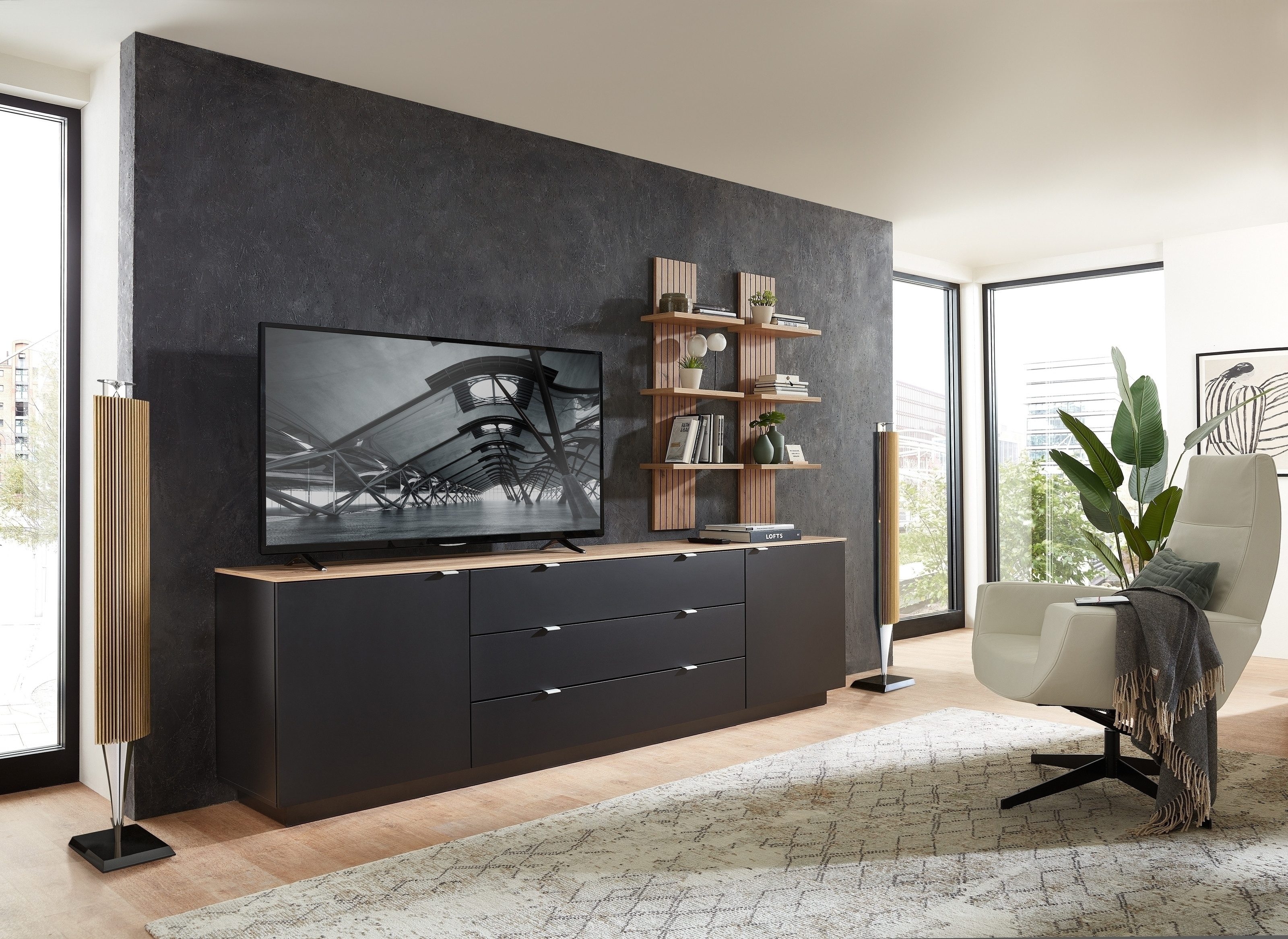 Innostyle Wohnwand (3-teilig) in schwarz matt günstig online kaufen