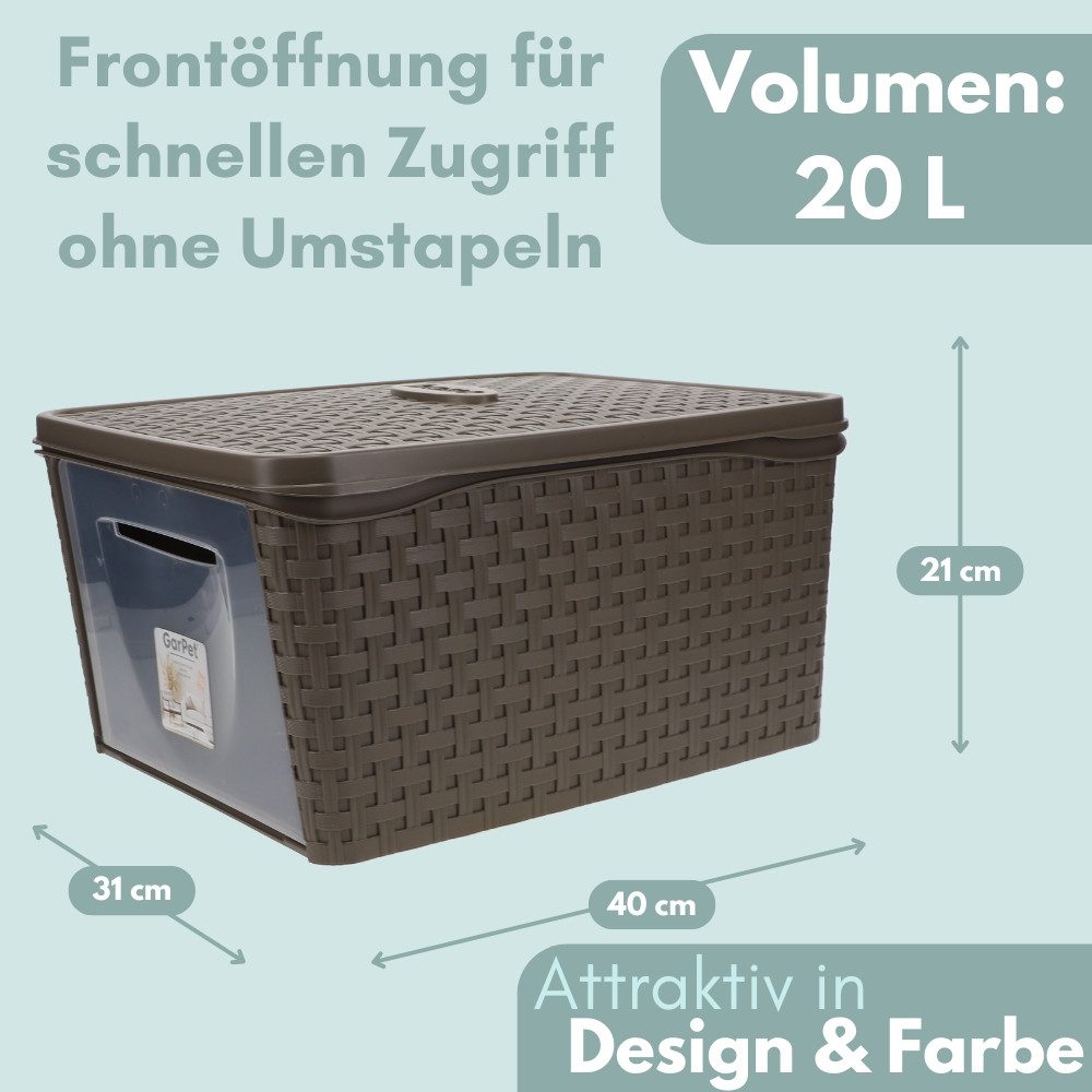 GarPet Aufbewahrungskorb Aufbewahrungsbox mit Deckel Frontöffnung Schrank Organizer Stapelbox