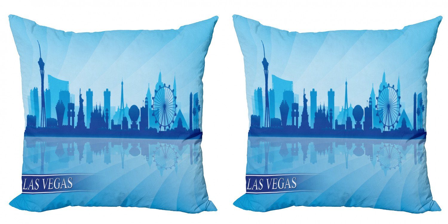 Kissenbezüge Modern Accent Doppelseitiger Digitaldruck, Abakuhaus (2 Stück), Las Vegas American City Silhouette