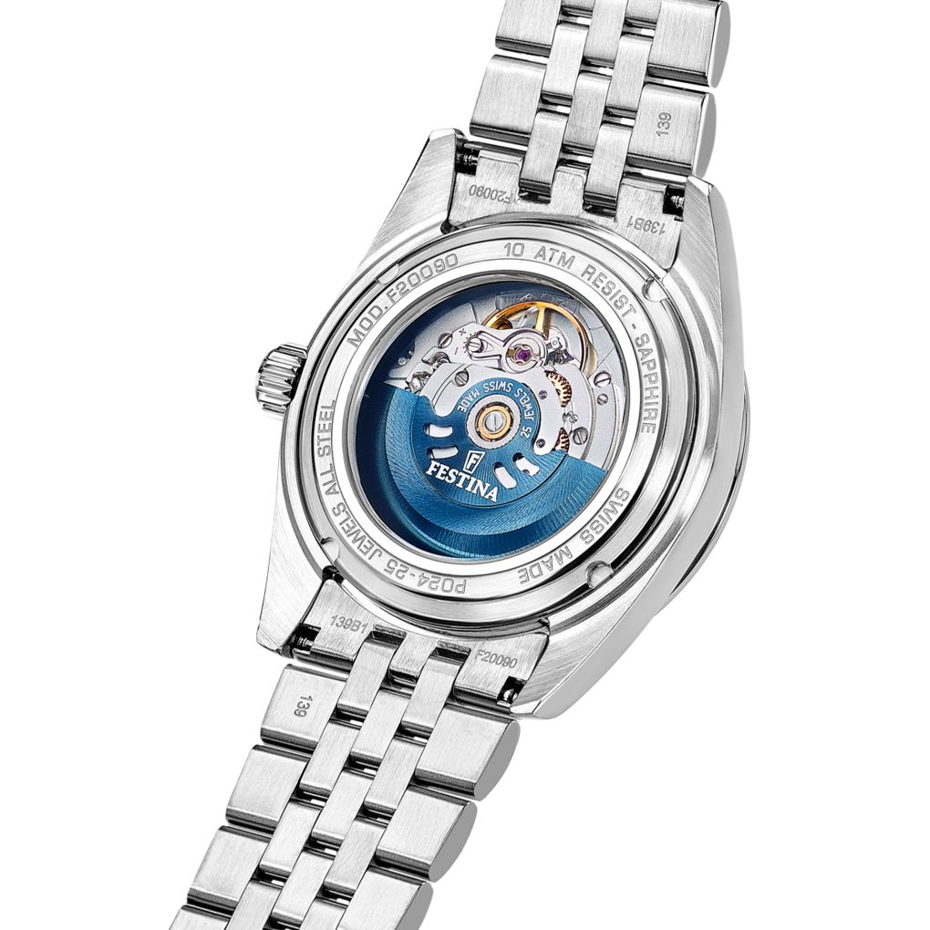 Festina Automatikuhr Automatic F20090_1, Armbanduhr, Herrenuhr, Swiss Made, Mechanische Uhr, Edelstahlarmband