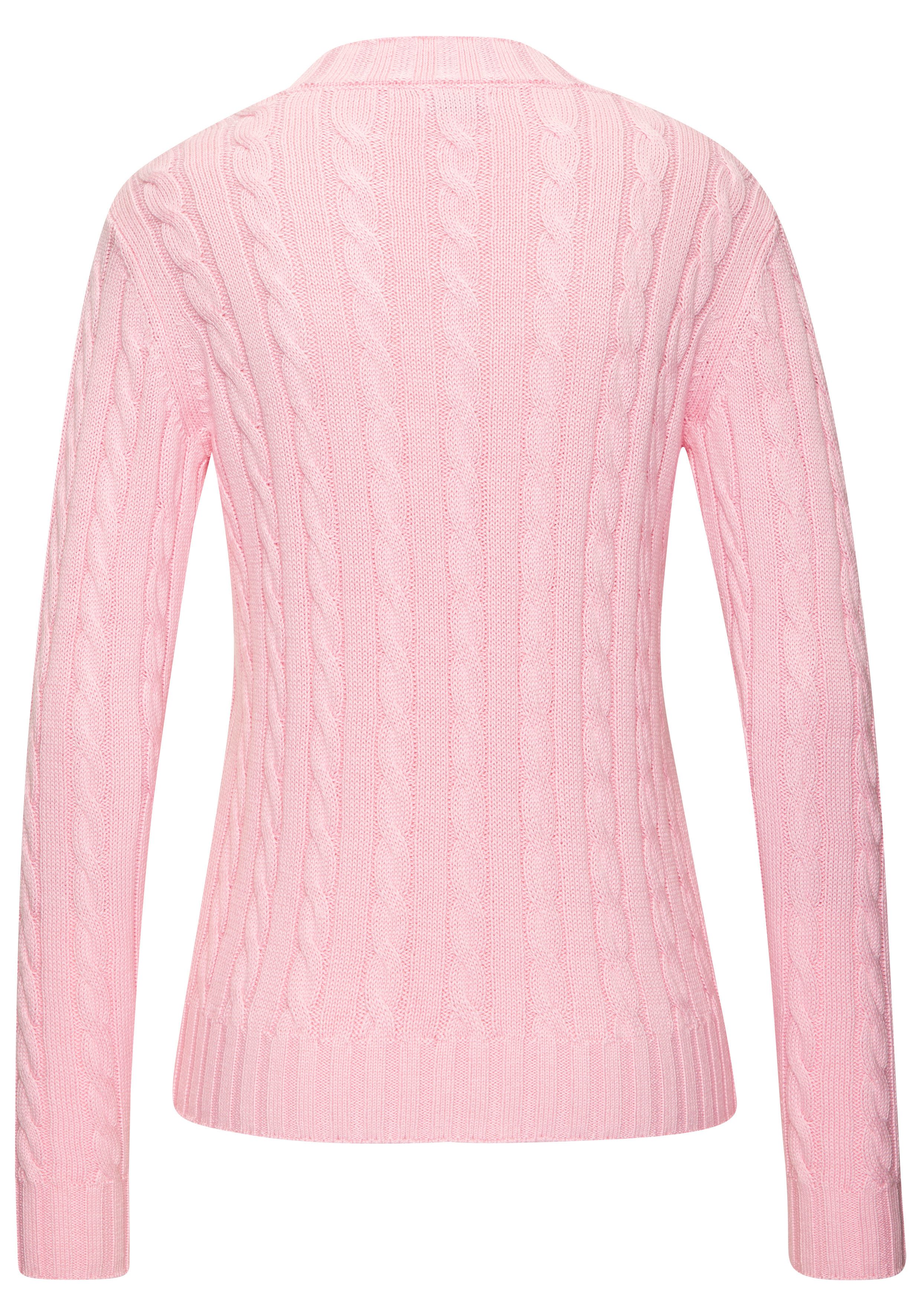 LASCANA V-Ausschnitt-Pullover mit Zopfstrickmuster