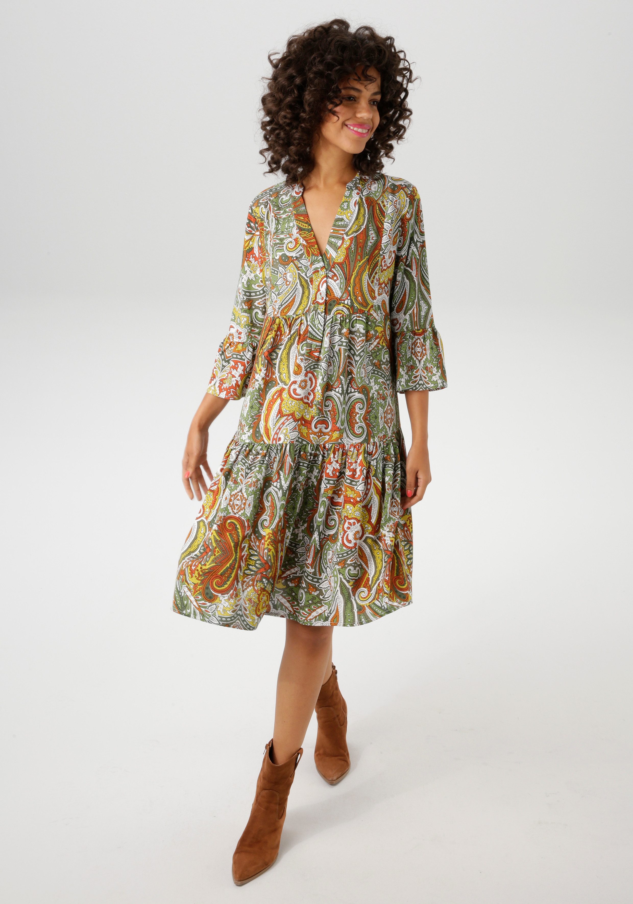 Aniston CASUAL Tunikakleid, mit farbharmonischem, großflächigen Paisley-Mus günstig online kaufen