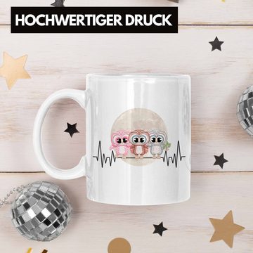 Trendation Tasse Trendation - Eulen Herzschlag Tasse Geschenk für Eulen-Fans Hobby Gesc