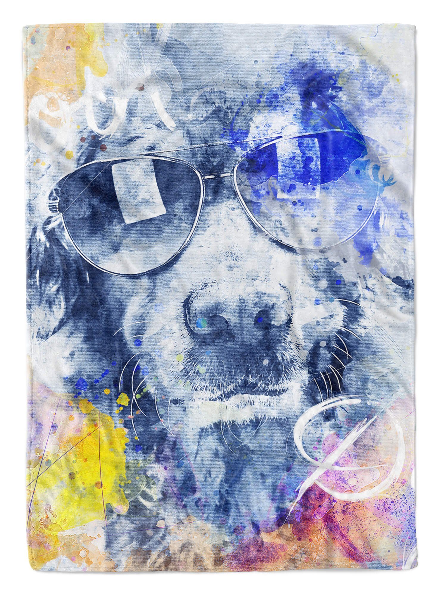Sinus Art Handtücher Handtuch Kunstvoll II, Dog Saunatuch Handtuch (1-St), SplashArt Baumwolle-Polyester-Mix Serie Tier Strandhandtuch Cool Kuscheldecke