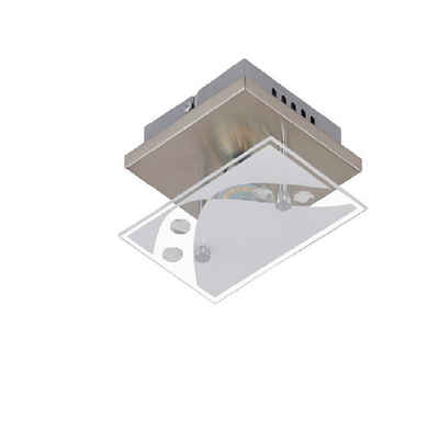Qualitaetsware24 Wandleuchte LED Deckenleuchte Nickel matt 1 Flammig Dekorglas GU10 austauschbar 400lm, LED