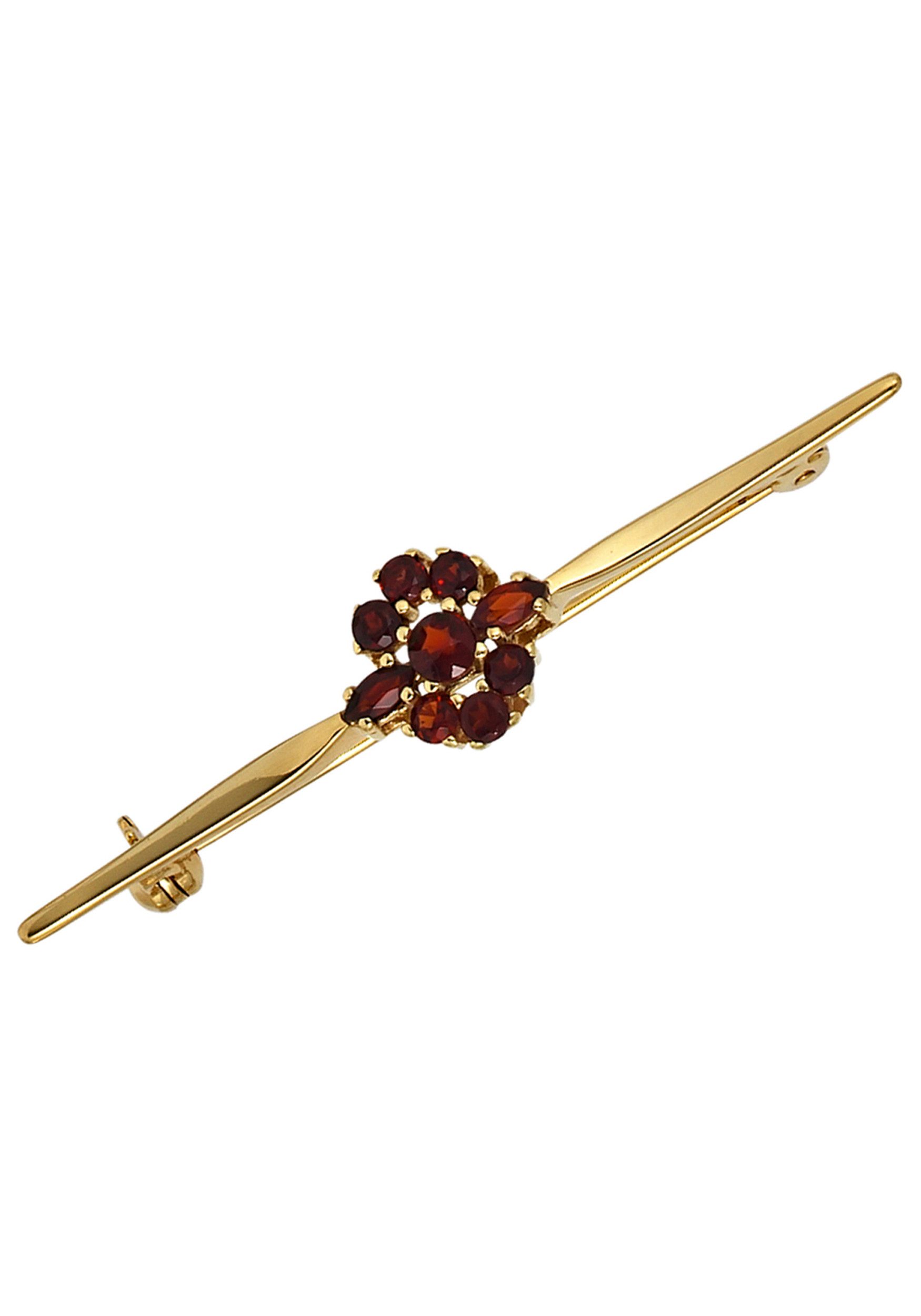 JOBO Brosche Goldbrosche 49 mm, 9 Karat 375 Gold mit Granat