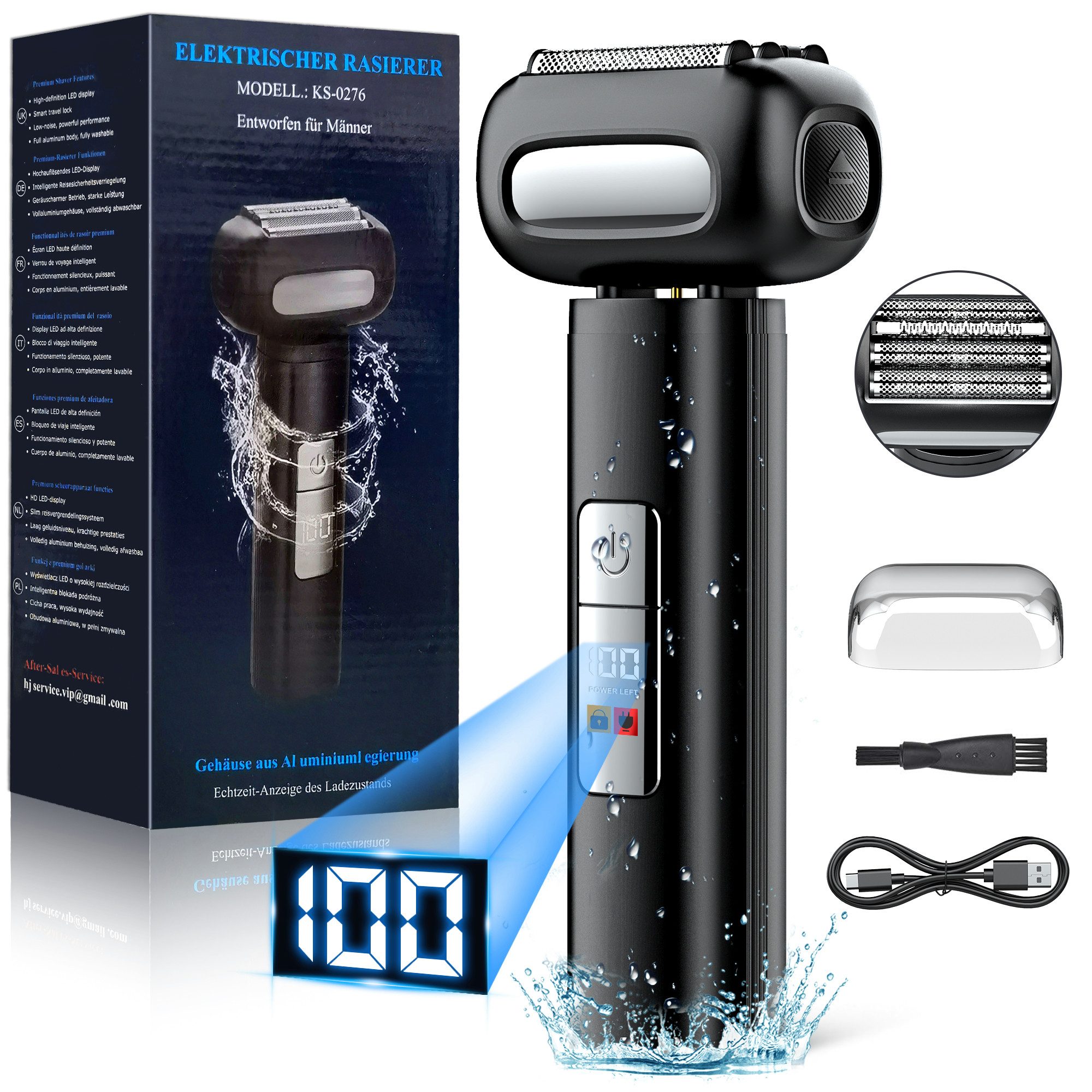 Forrlite Elektrorasierer Бритвы Herren Elektrisch,Elektrorasierer Herren,Folienrasierer, Elektrisch Wiederaufladbarer USB Rasierapparat Бритвы, Trockenrasierer 120 Min Laufzeit,Zero Gap Skin,IPX7 Waschbarer Reisesperre, Trocken Nass Doppelzweck