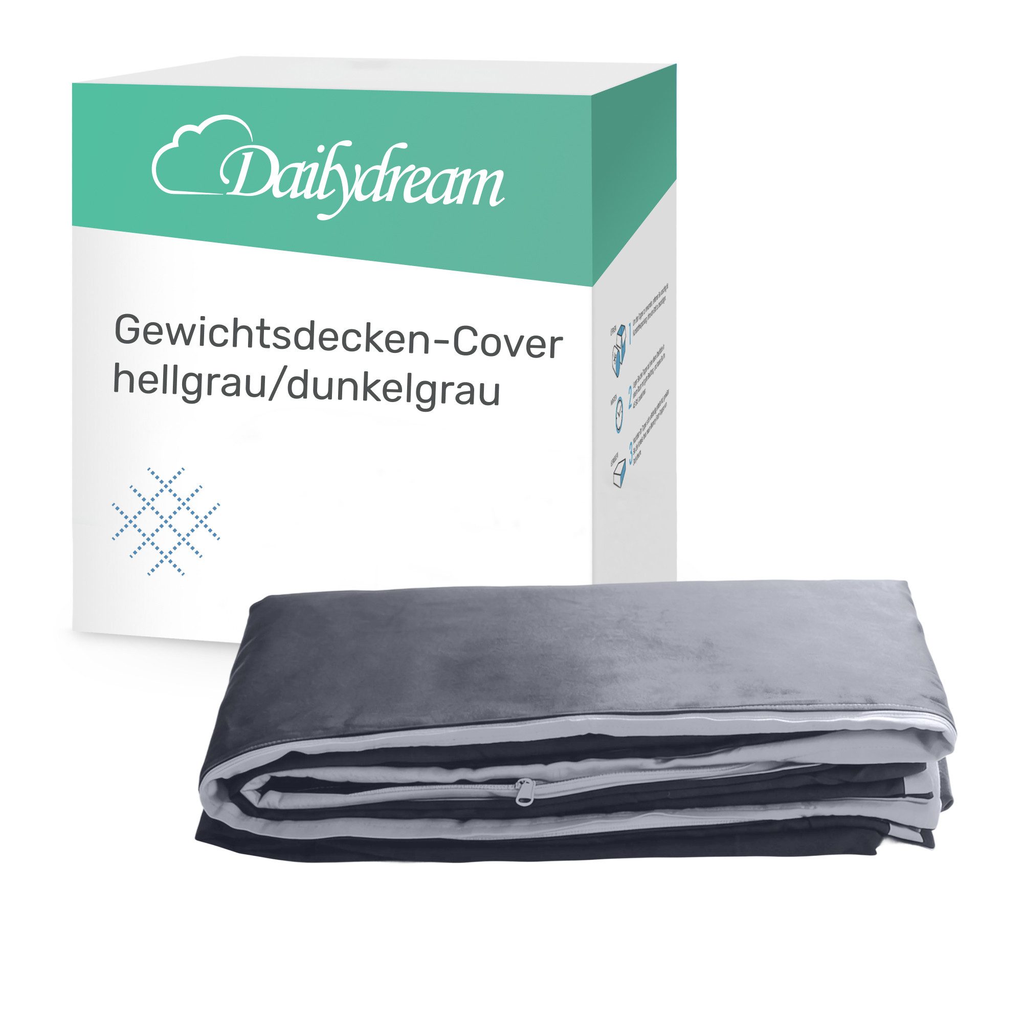 Dailydream Gewichtsdecke Ersatzbezug für Gewichtsdecke, premium Baumwolle, waschbar, Füllung: ohne Füllung, Ersatzbezug aus hochwertiger Baumwolle und Eckbändern