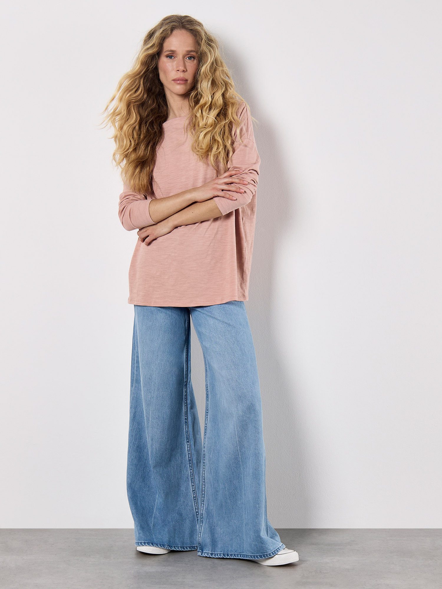 Apricot Langarmshirt Longshirt mit U-Boot-Ausschnitt günstig online kaufen