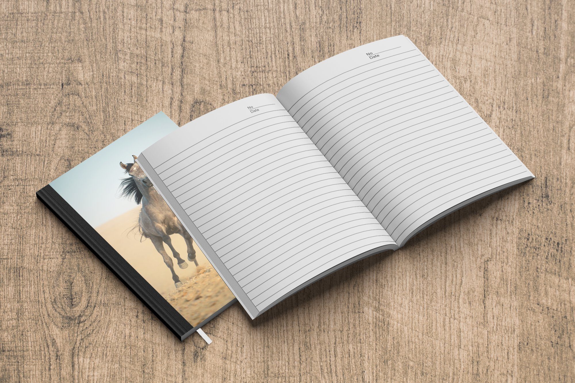 Notizheft, Journal, A5, Pferd MuchoWow Wüste, Haushaltsbuch Notizbuch Merkzettel, - - Tagebuch, Seiten, 98 Sand