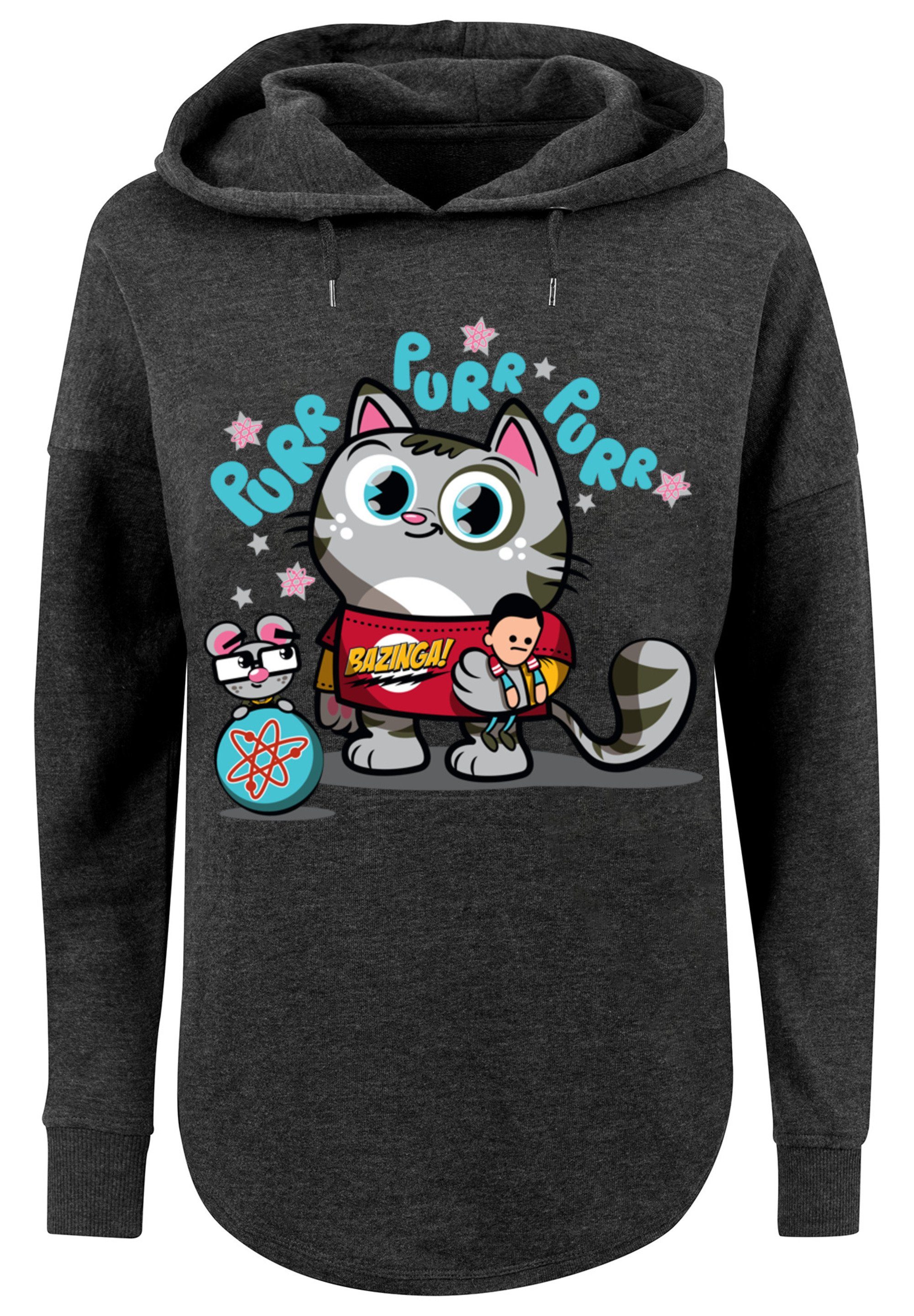 F4NT4STIC Kapuzenpullover Damen Big Bang Bazinga (1-tlg) Oversized charcoal with Kitty Hoody Ladies Theory