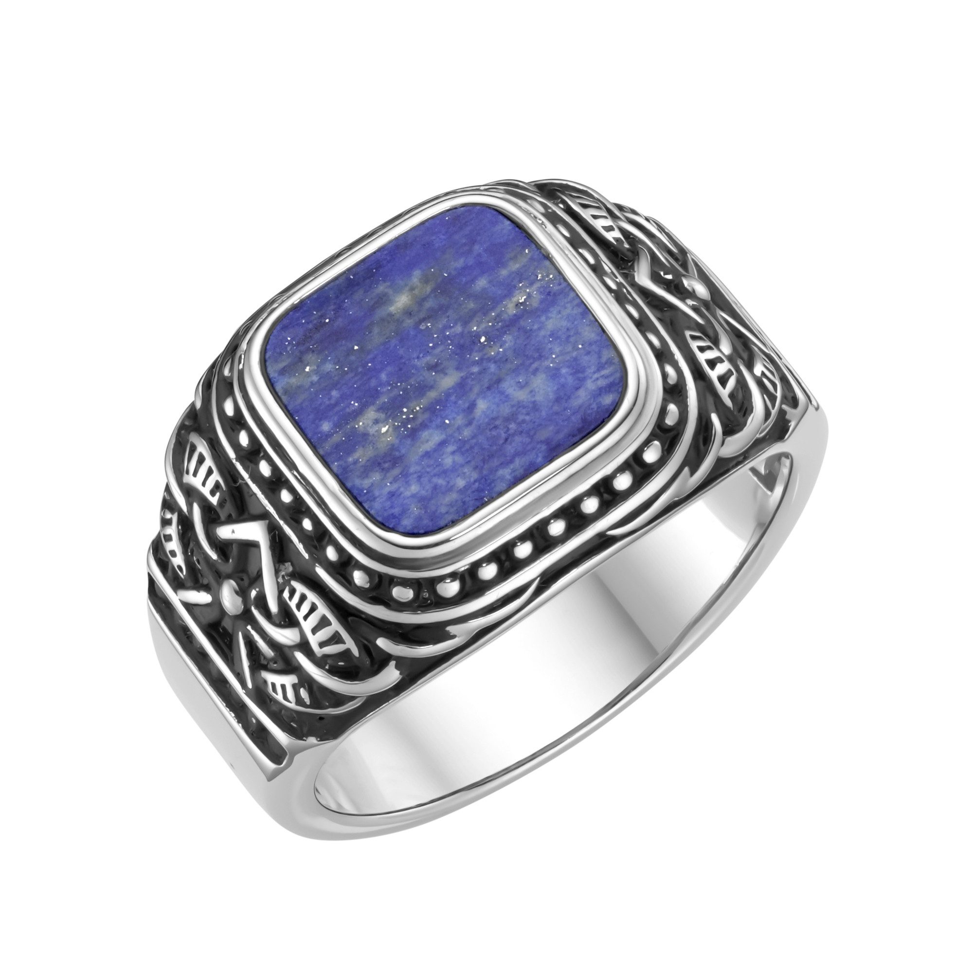 GIORGIO MARTELLO MILANO Silberring Siegelring mit blauer Lapis-Einlage, Silber 925